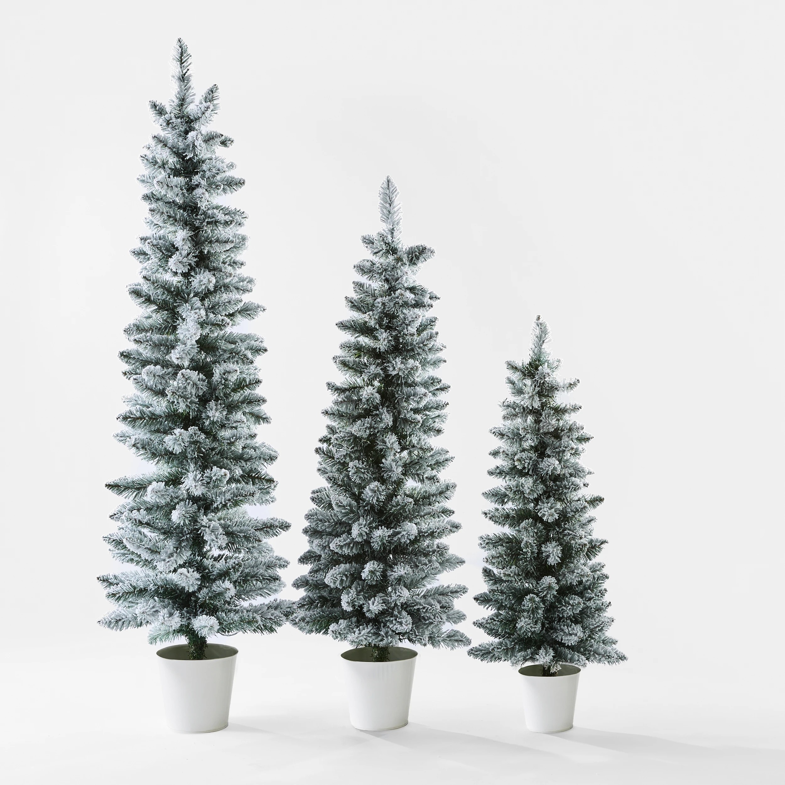 1 Set of 3 Snowy Prelit Potted Christmas Trees, 1 of 7