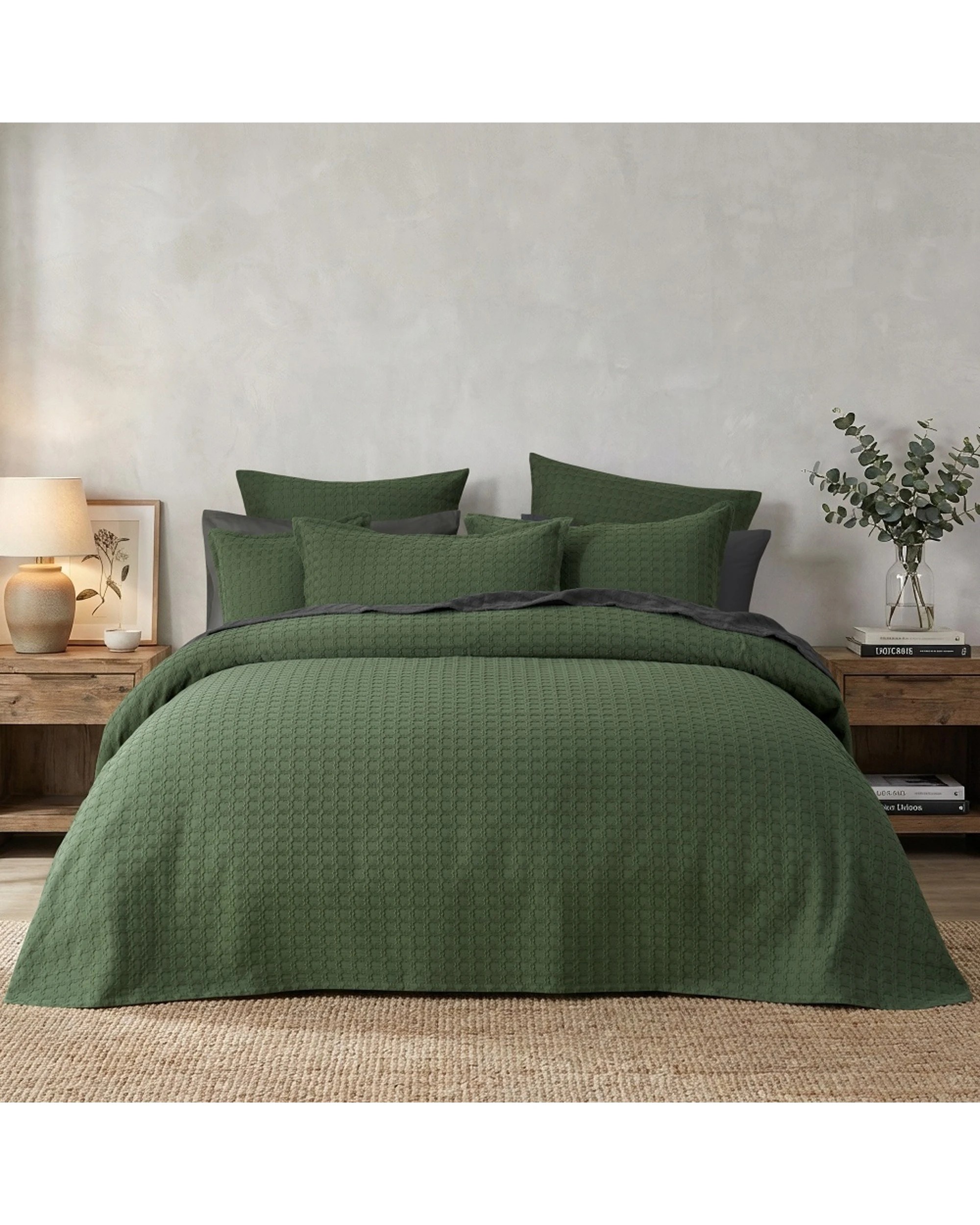 1 Bianca Mossbury Textured Cotton Bedspread Set - Super King Bed, 1 of 5