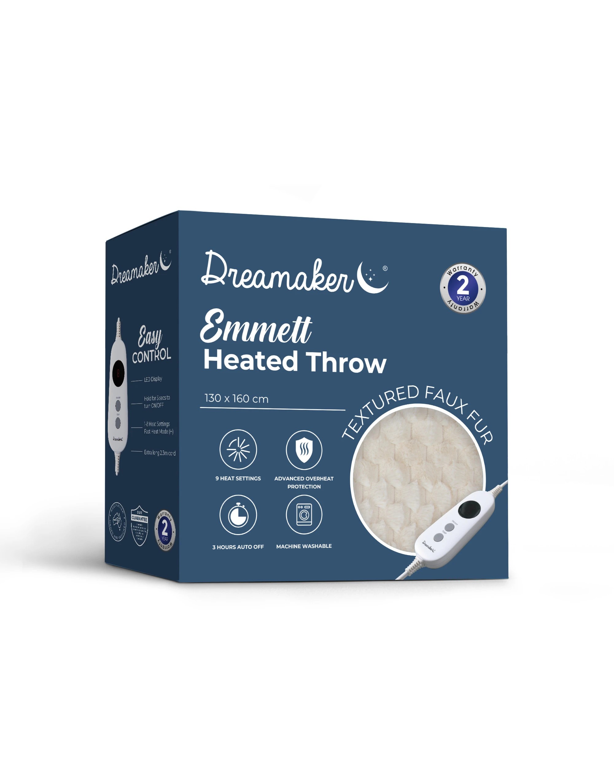 8 Dreamaker Emmett Textured Faux Fur Heated Throw 130x160cm - Cream, 8 of 9