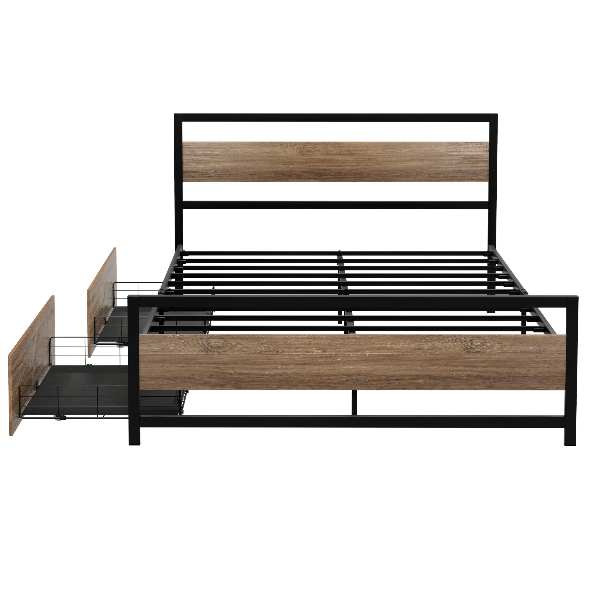 3 Artiss Bed Frame Double Size Metal Frame with 2 Drawers DREW - Multi, 3 of 8