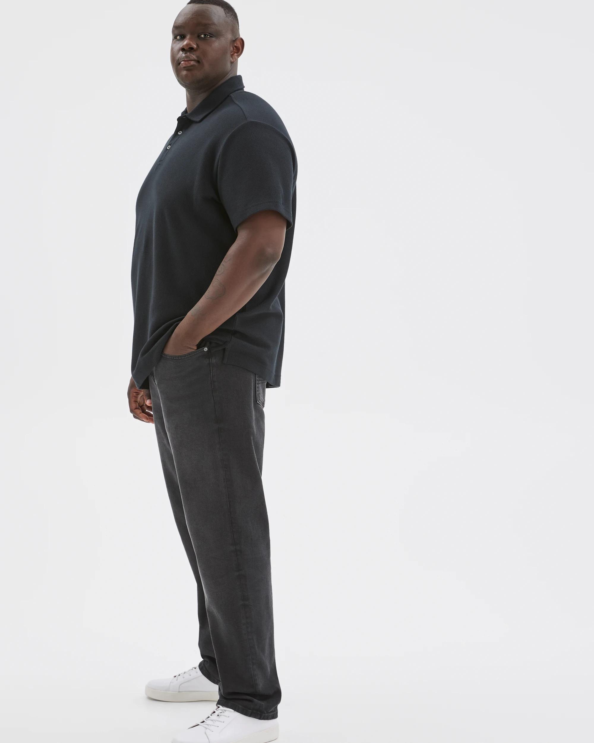 1 Target Man Plus Size Australian Cotton Textured Polo Top BLACK, 1 of 7