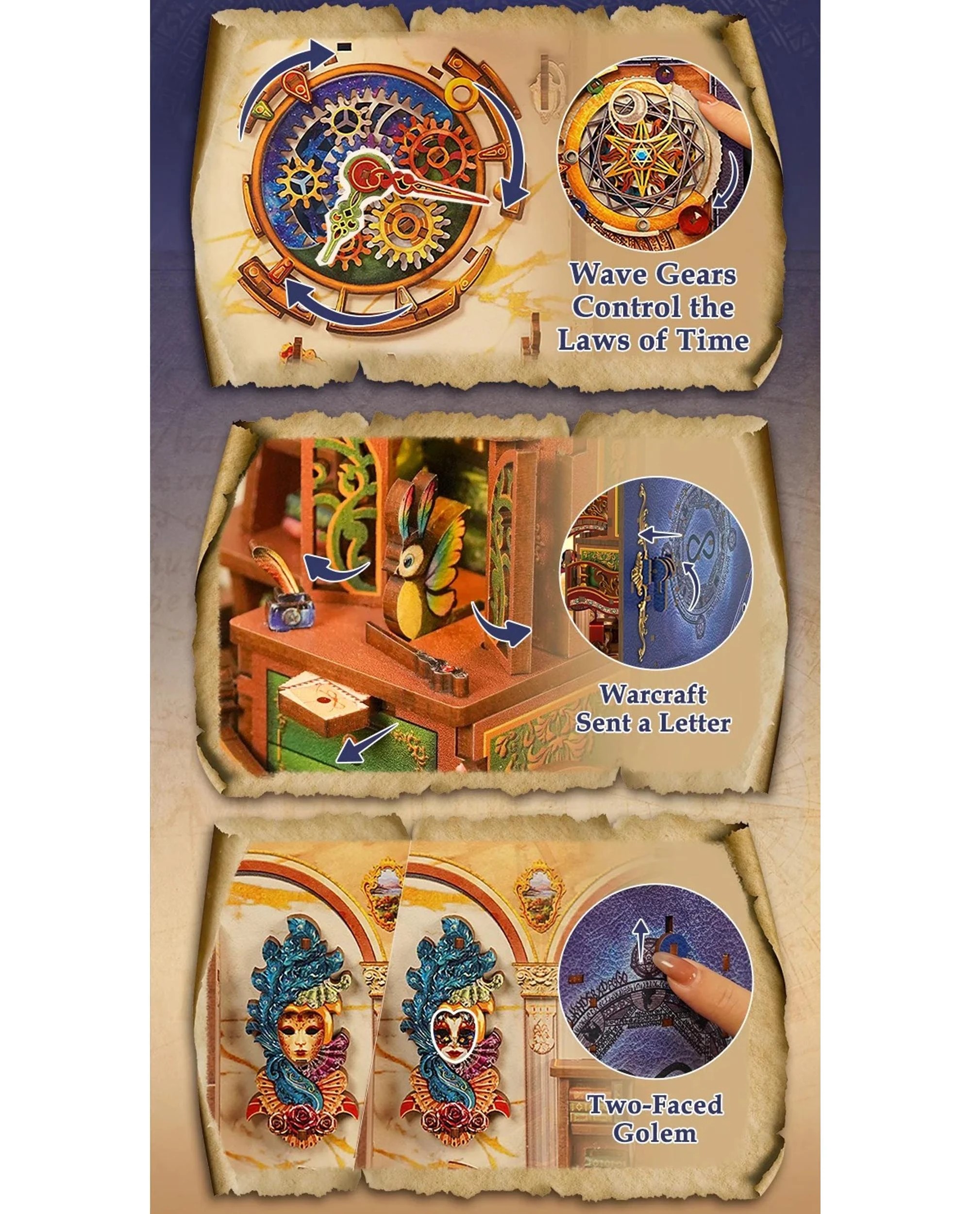 7 Tonecheer 3D Wooden Puzzle DIY Book Nook Kit - Magical Library, 7 of 10