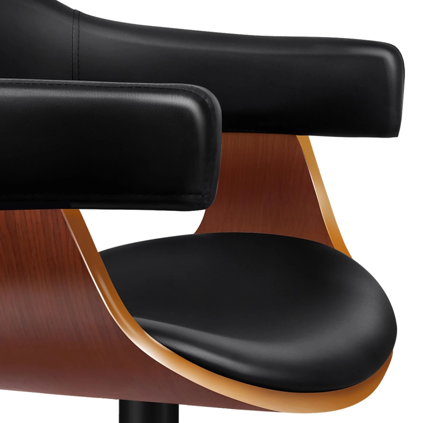 5 Alfordson 2x Bar Stool Joan Kitchen Swivel Chair Wooden Leather Gas Lift - Black, 5 of 10