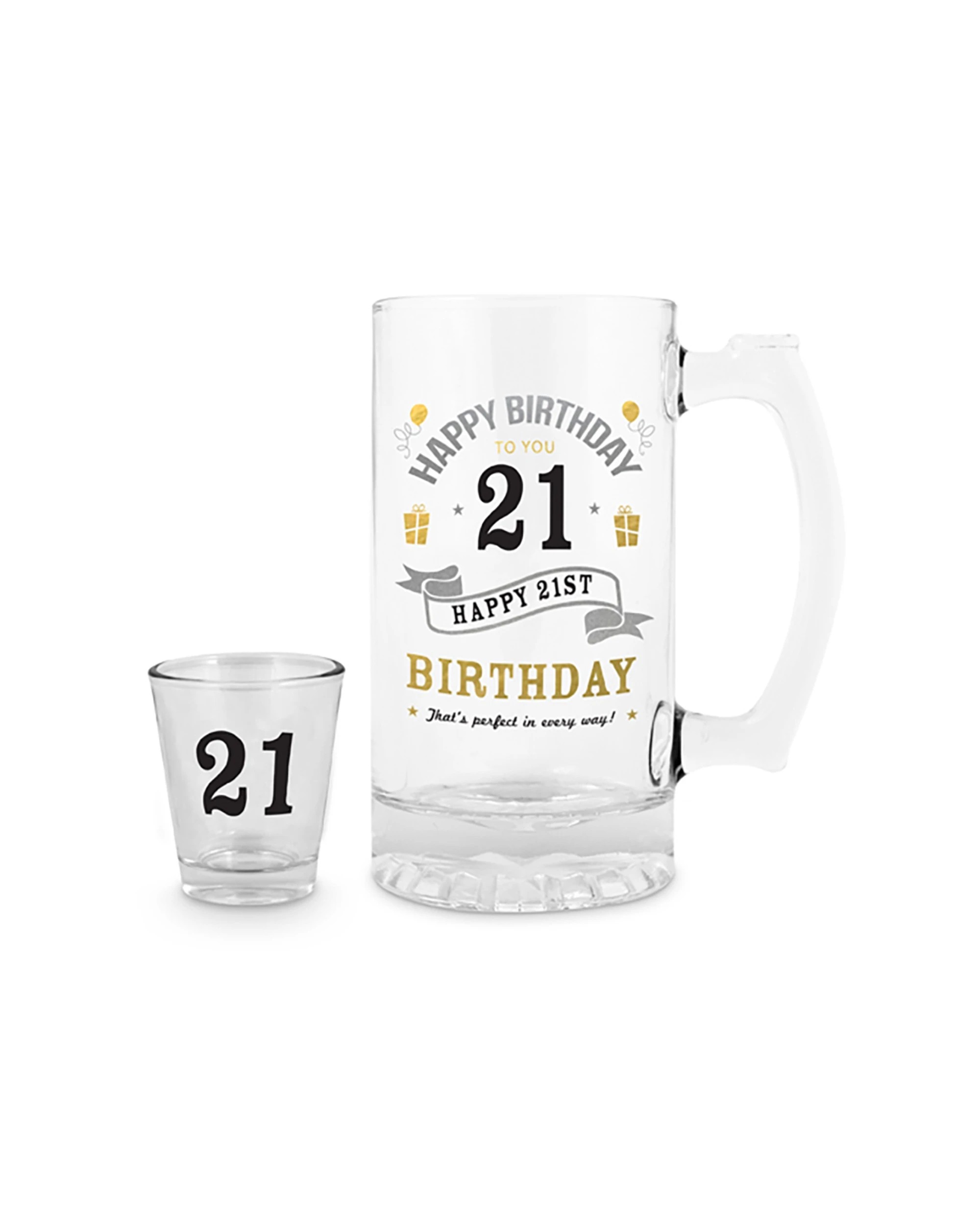 1 LMD 21st Birthday Shot and Stein Beer Glass Drinking Cup Set - Clear, 1 of 1