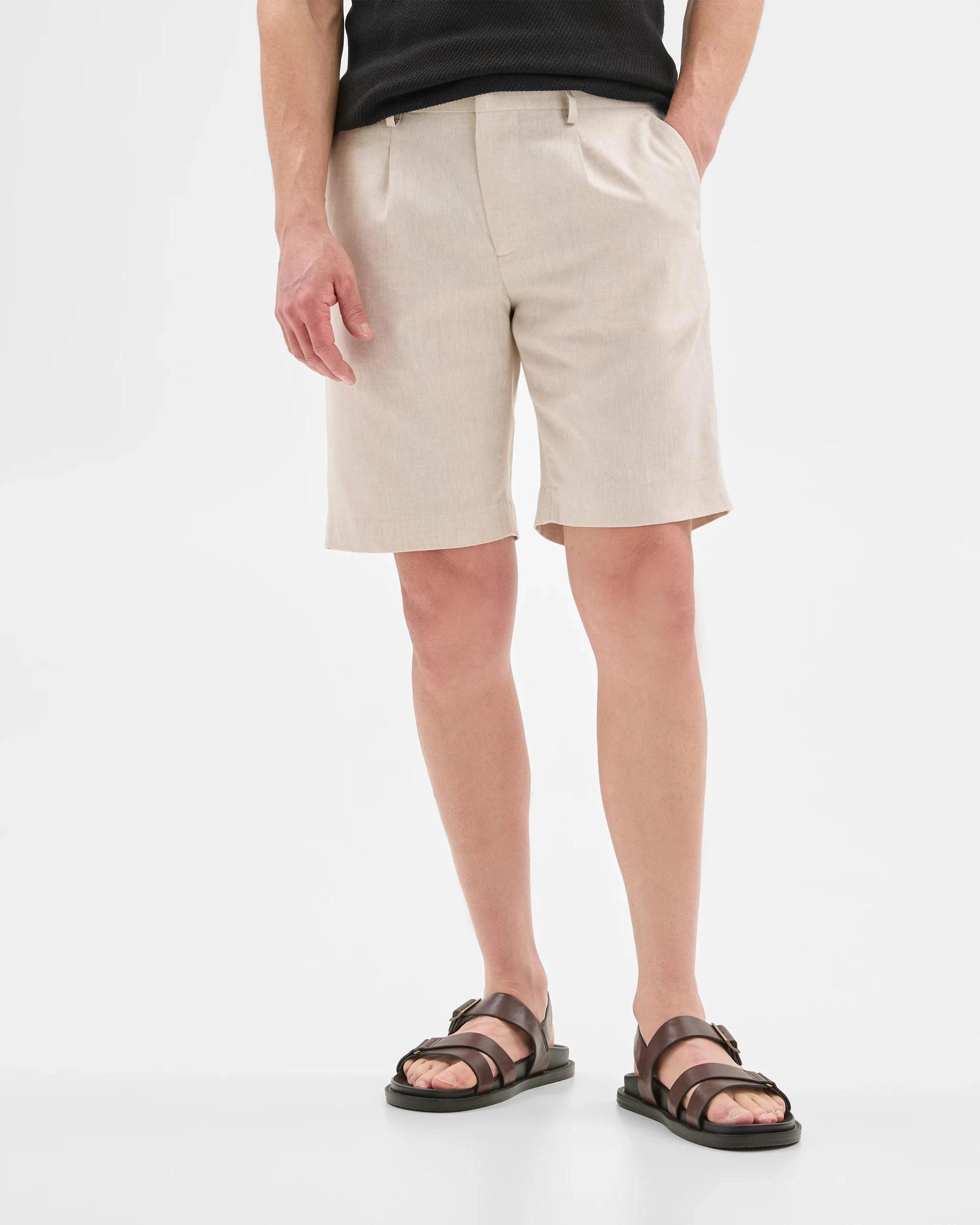 2 European Linen Blend Suit Shorts - Preview NEUTRAL, 2 of 6