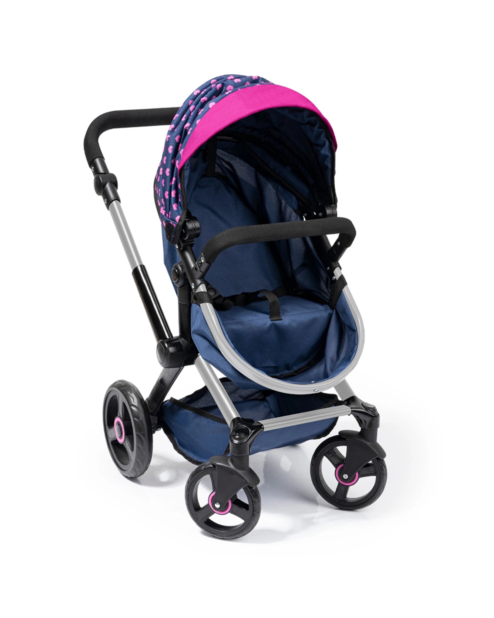 7 Bayer Xeo Compact Adjustable Doll Pram Dark Pink Heart Print Kids 3 Years+
 - Blue, 7 of 8