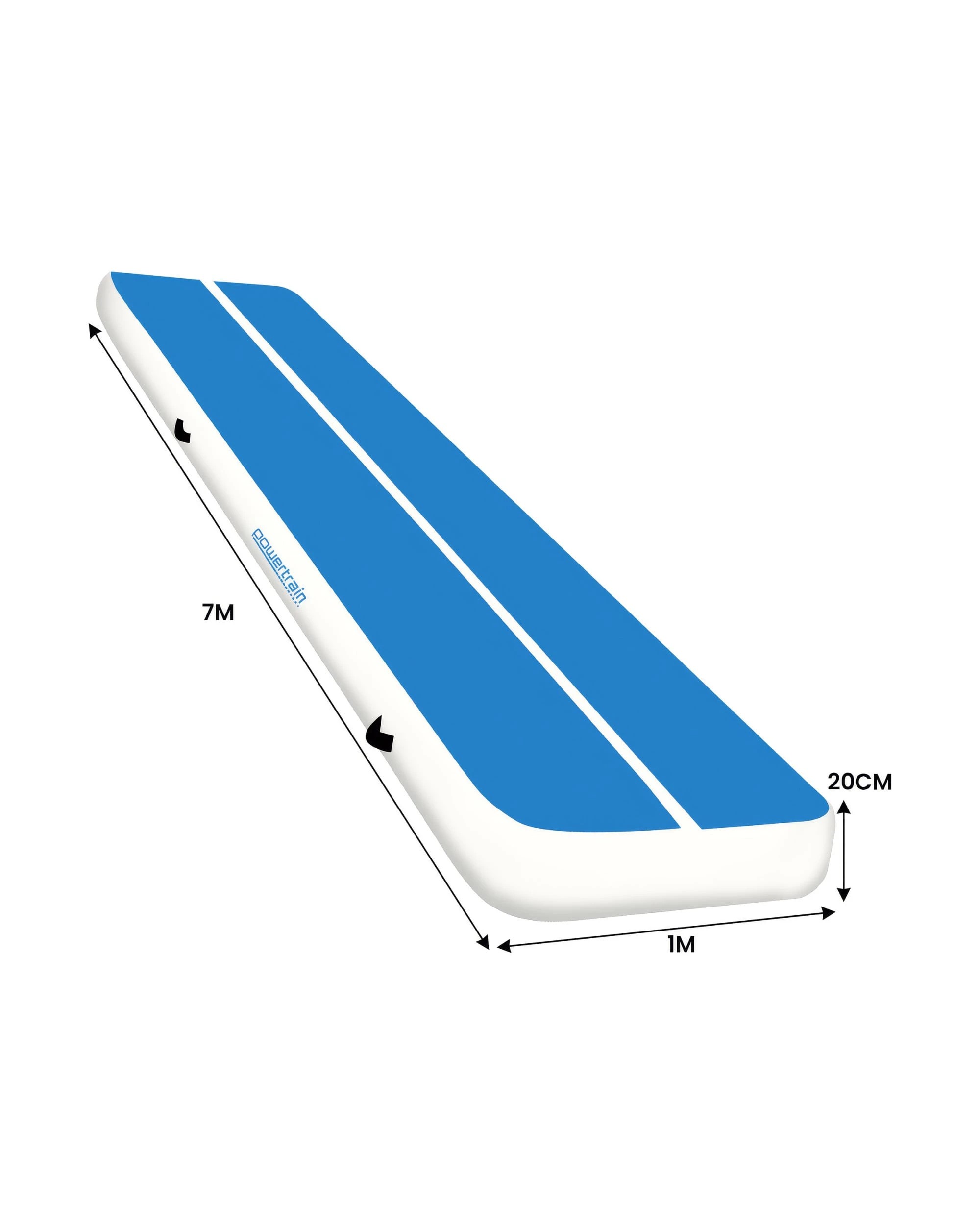 3 Powertrain Sports 7m x 1m x 20cm Inflatable Air Track Mat - Drop Stitch PVC - Blue, 3 of 5