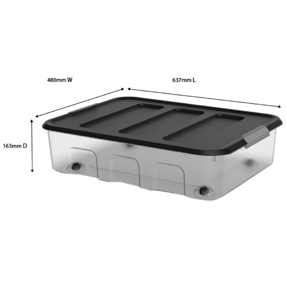 2 J.Burrows 35L Modular Storage Container Clear Clear/Grey, 2 of 6