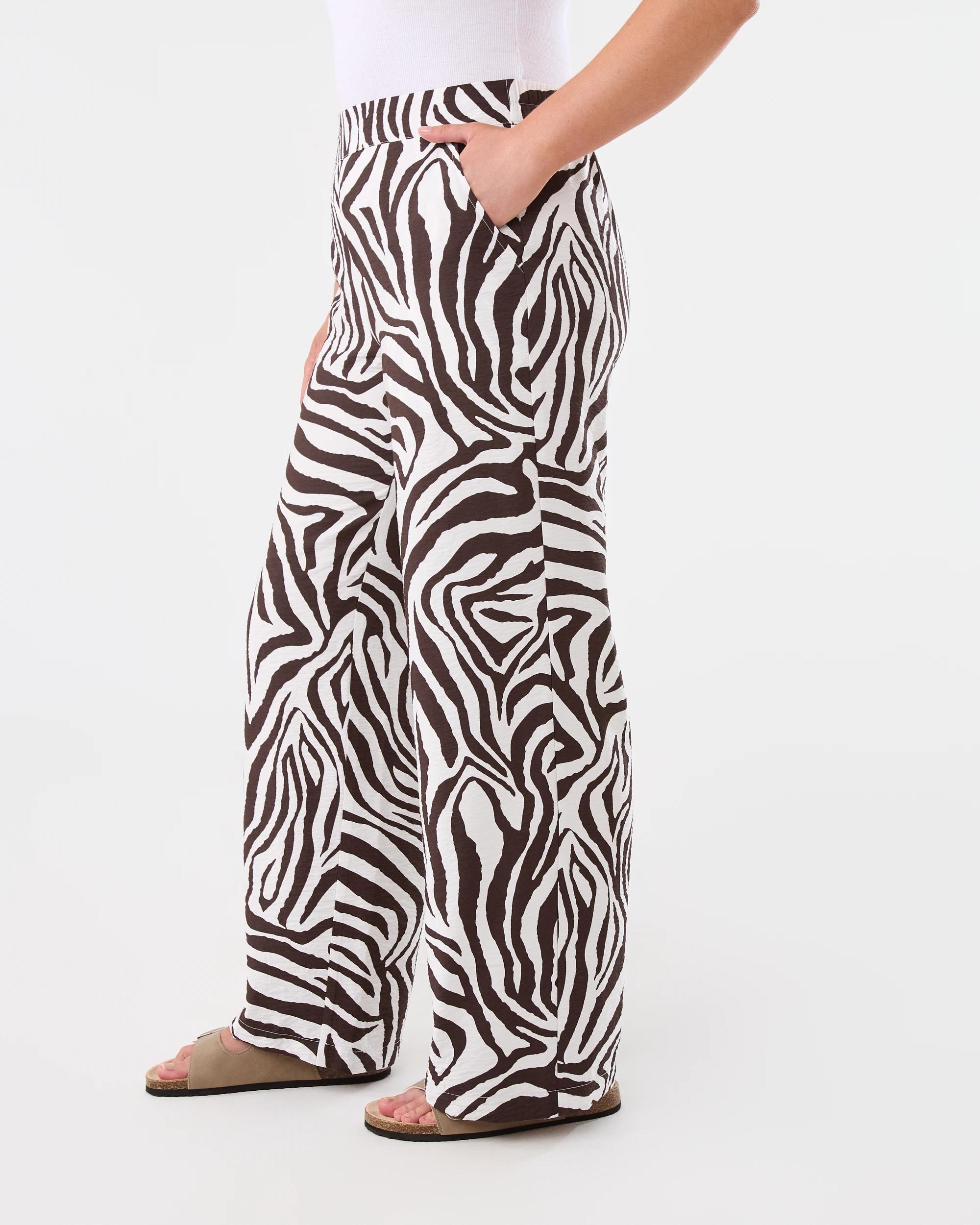 2 Printed Satin Pants Choc Zebra, 2 of 5