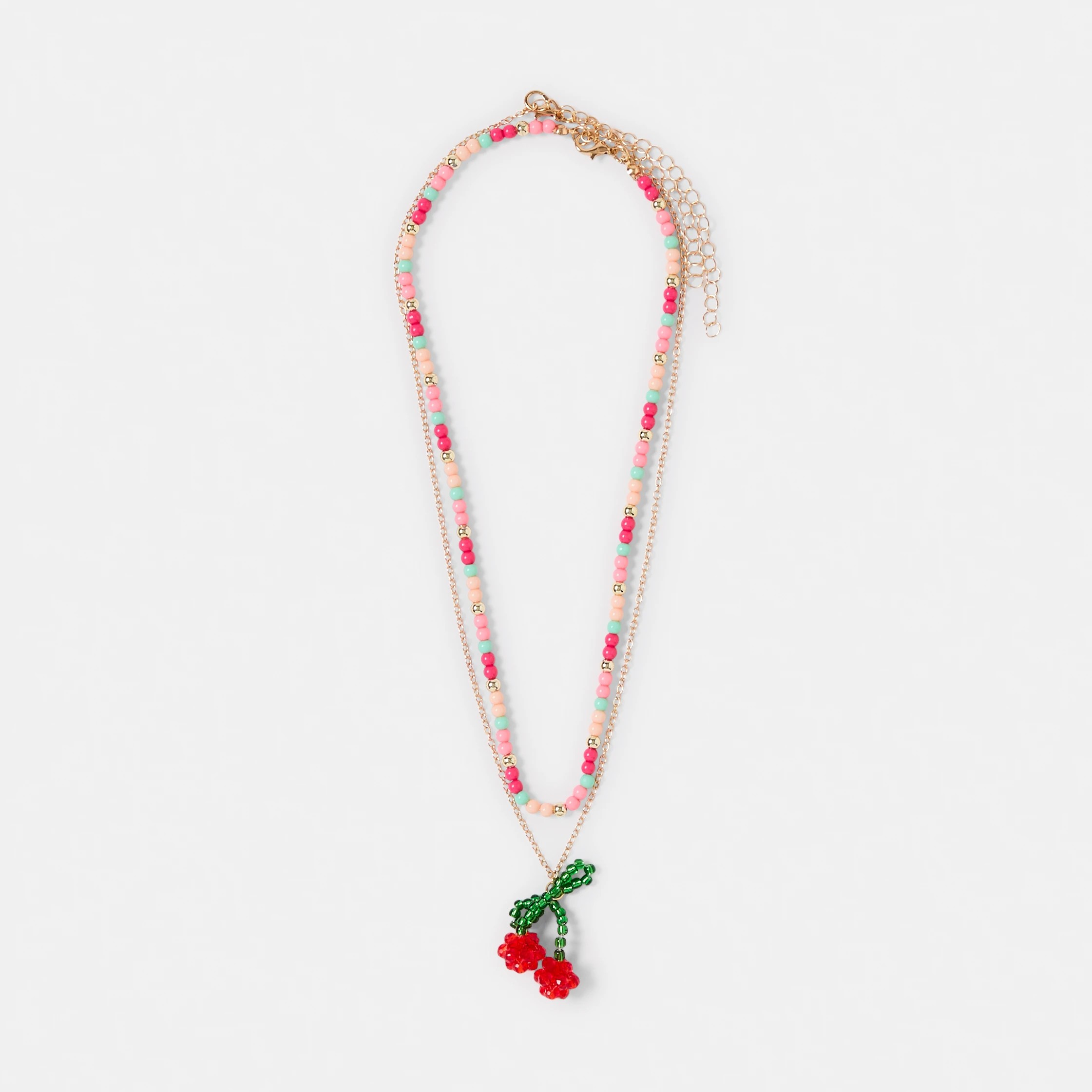 1 2 Pack Cherry Necklace Set - Red, Green and Gold Tone, 1 of 3