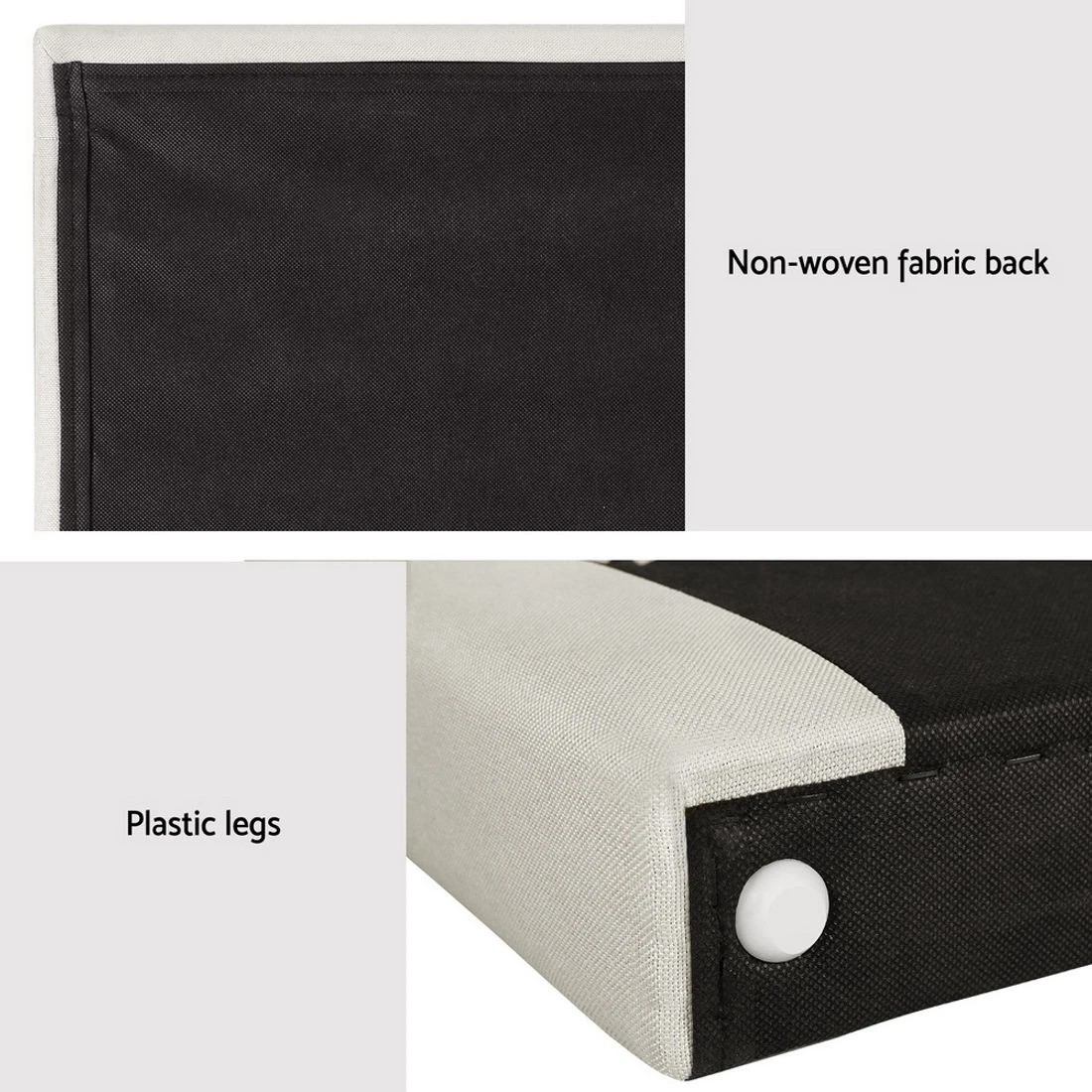 7 Artiss Bed Frame Bed Head Headboard Queen Fabric - Beige, 7 of 7