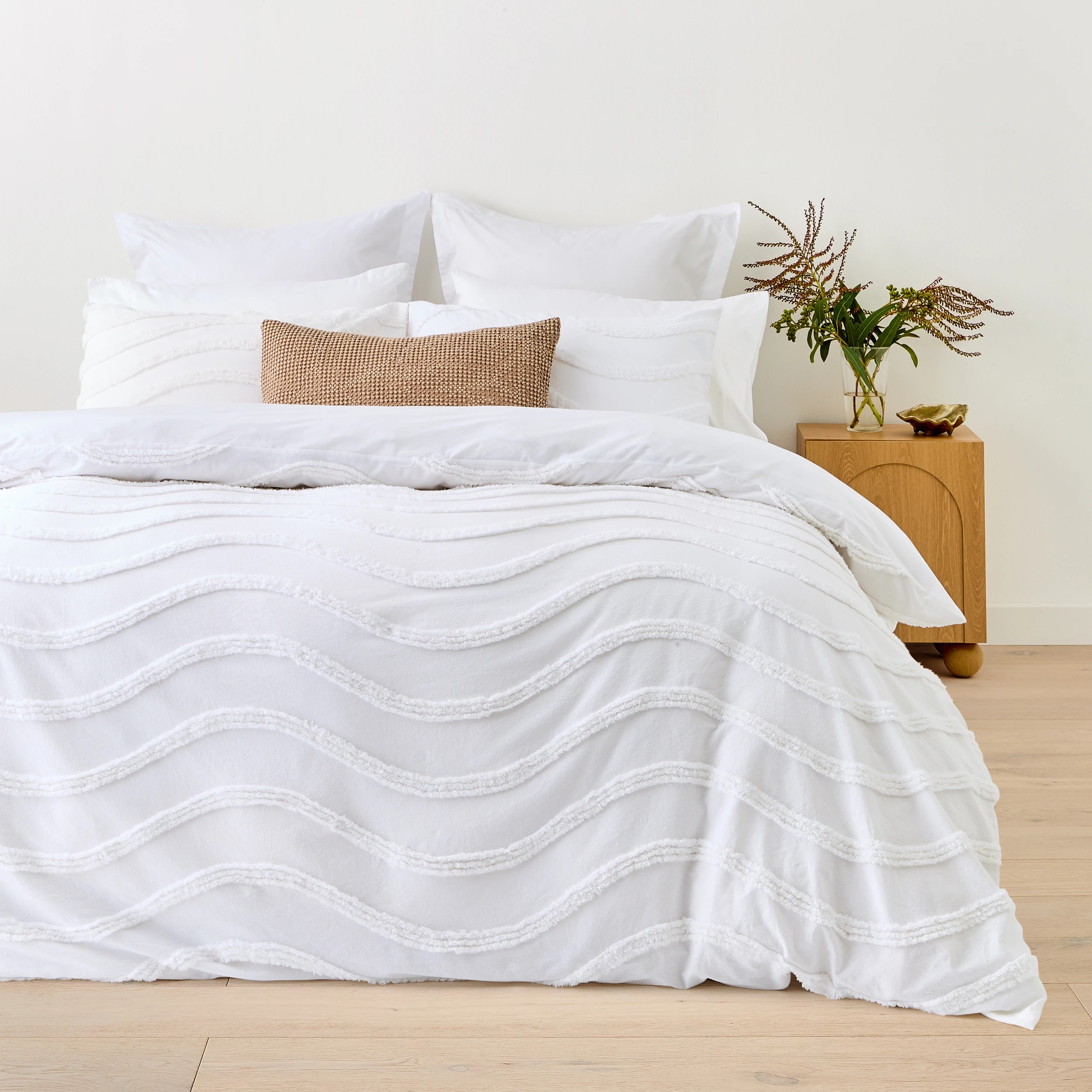 1 Amira Cotton Quilt Cover Set - King Bed, White, 1 of 6