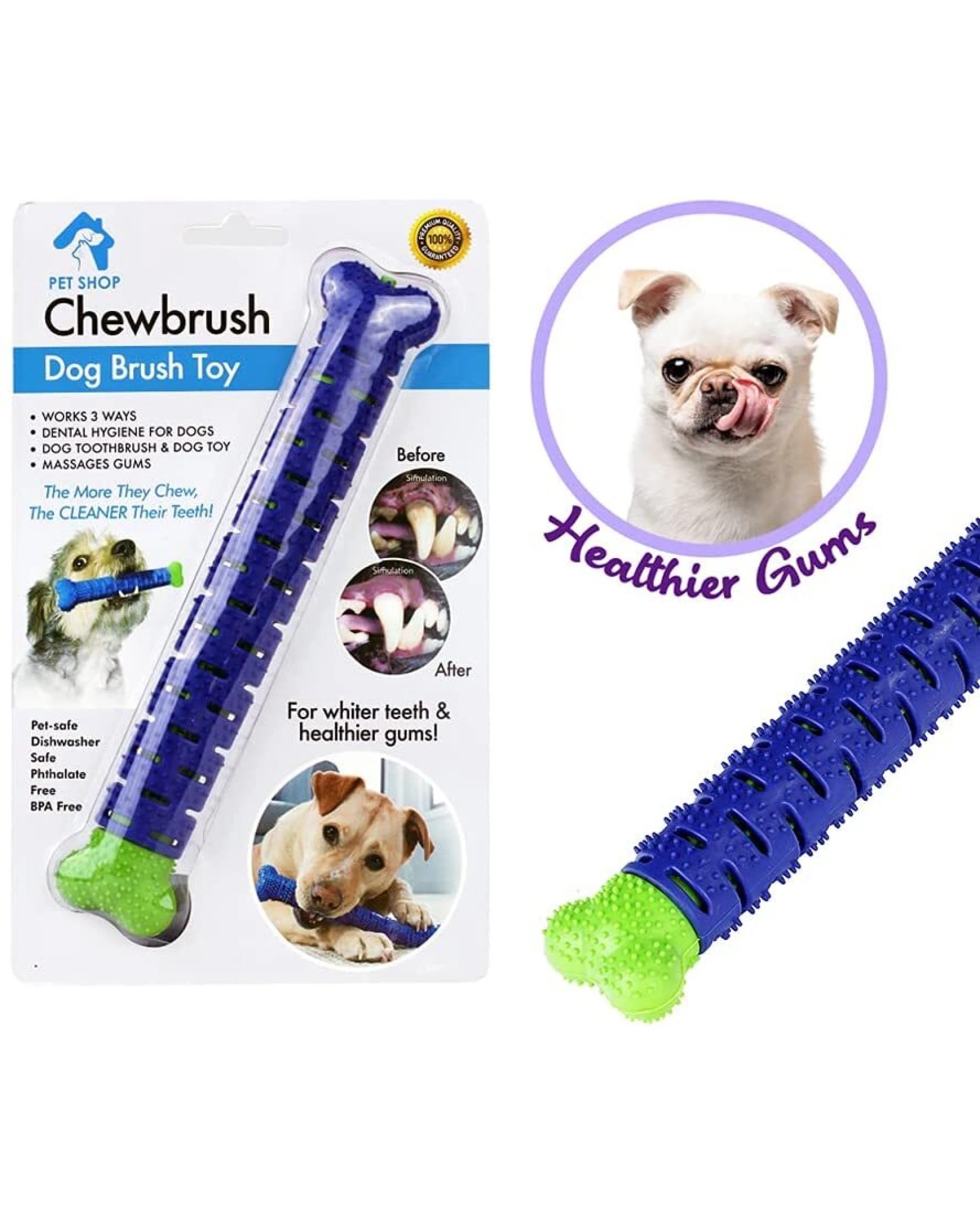 3 BR Pets Pet Love Dog Toothbrush Bone Shape Chew Toy, 3 of 3