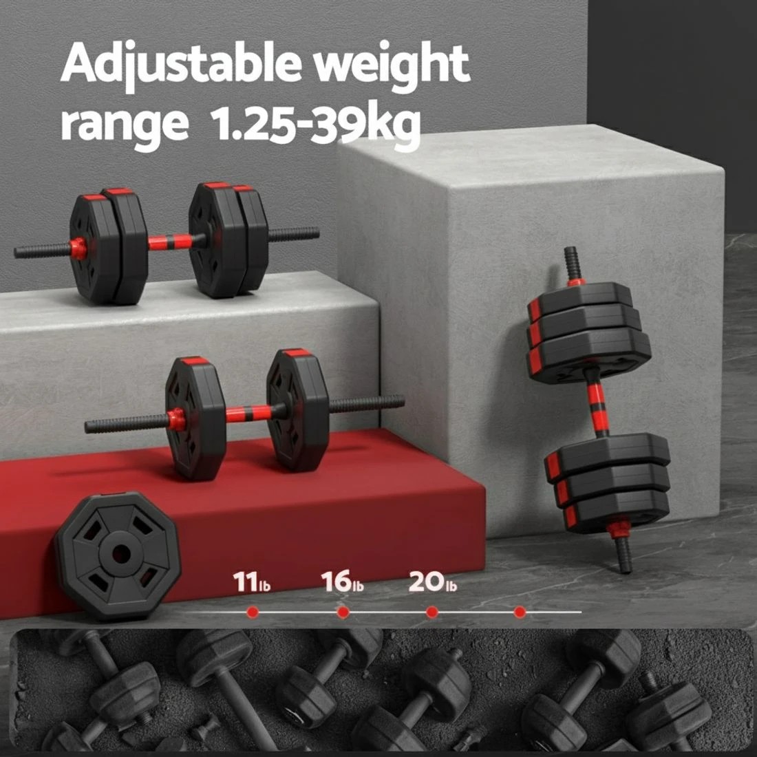 5 Everfit 40kg Adjustable Dumbbell Barbell Set Weight Plates Home Workout - Multi, 5 of 6