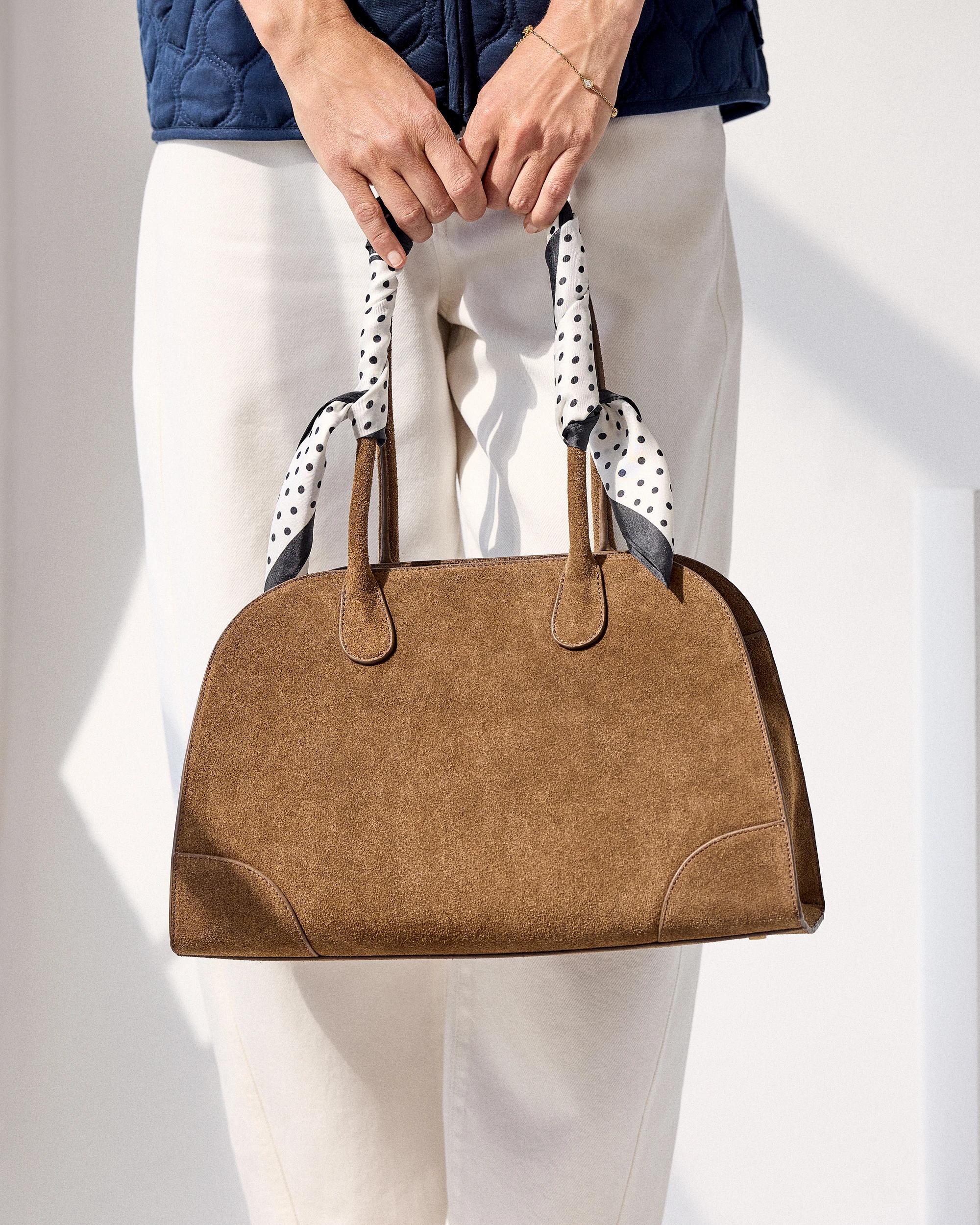 1 Target Woman Premium Suede Leather Bowler Bag HAZELNUT, 1 of 4