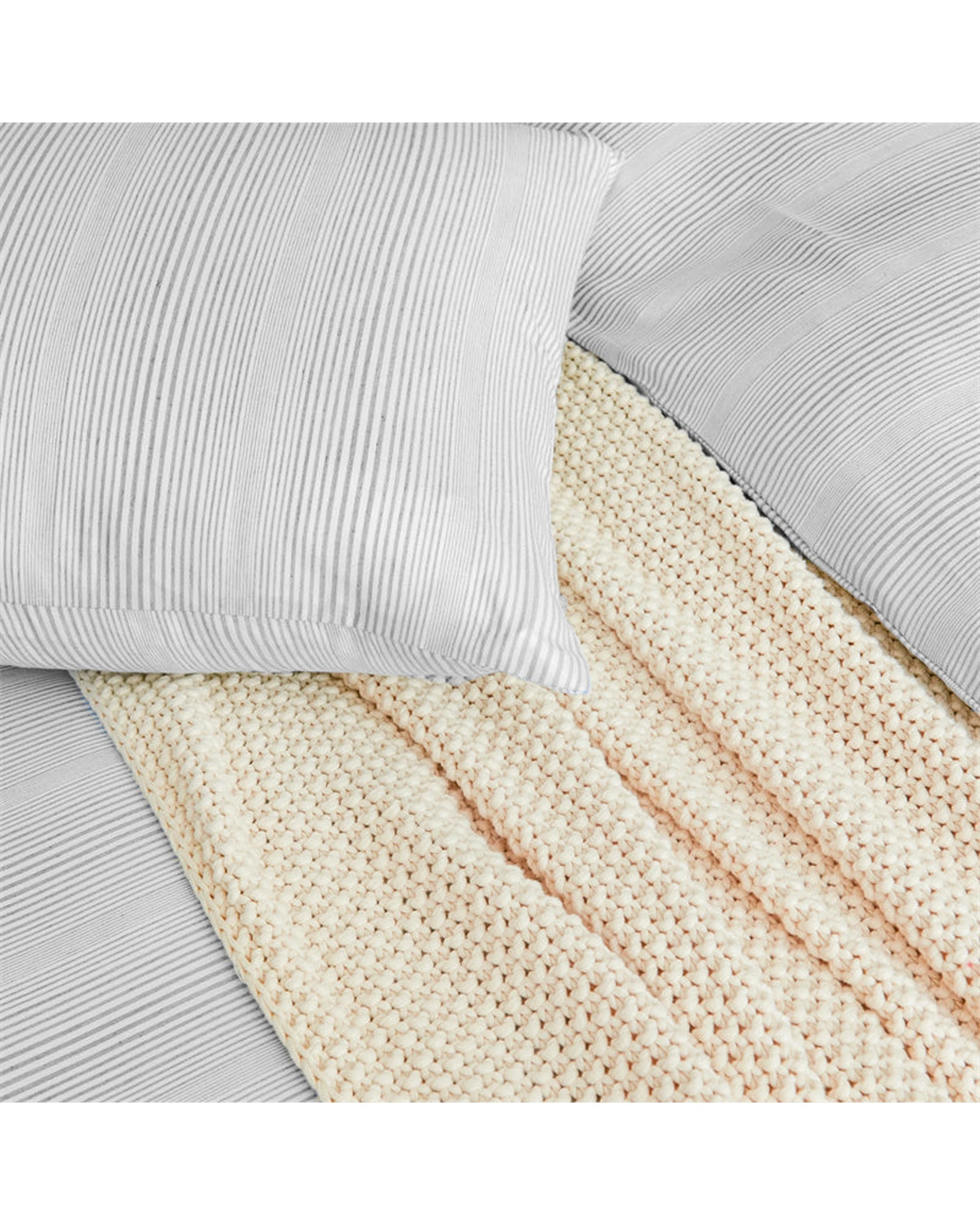 6 Cotton More Bamboo Cotton Striped Pattern Doona Quilt Cover Set King - Grey, 6 of 7