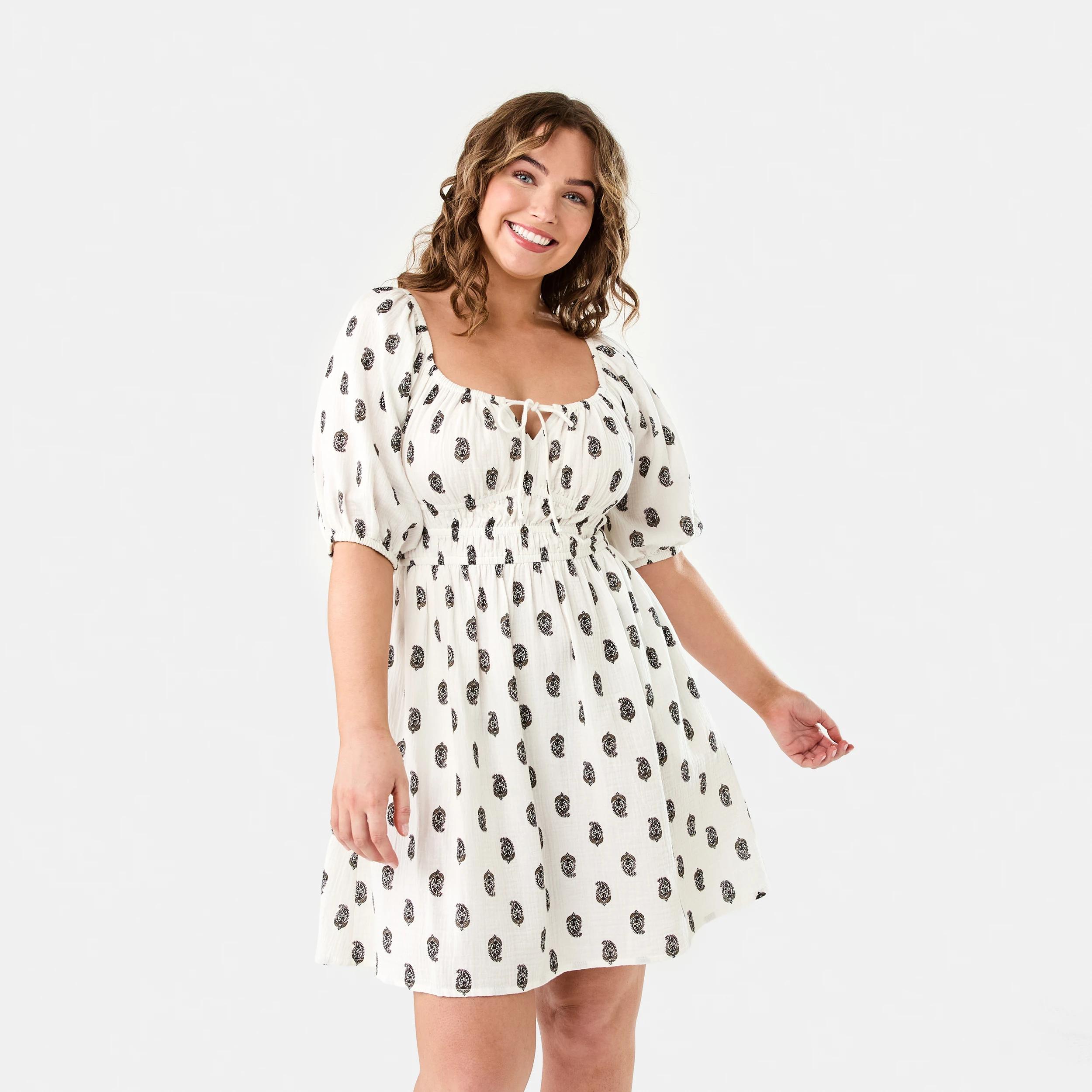 1 Short Puff Sleeve Mini Dress Paisley Cd, 1 of 10