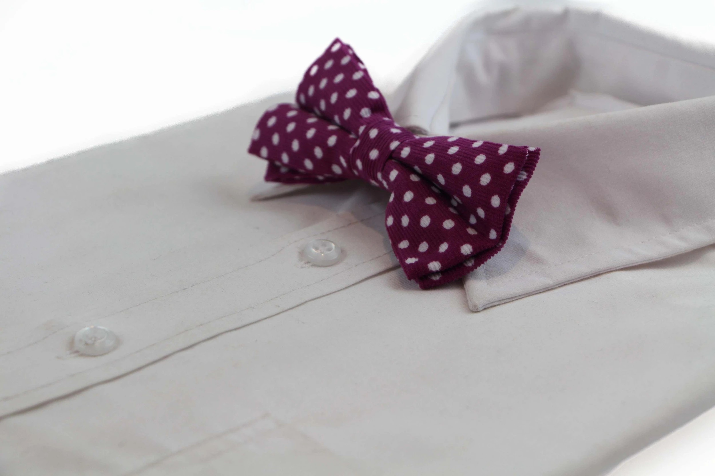 1 Zasel Mens Magenta & White Cord Polka Dot Patterned Bow Tie - Multi, 1 of 4