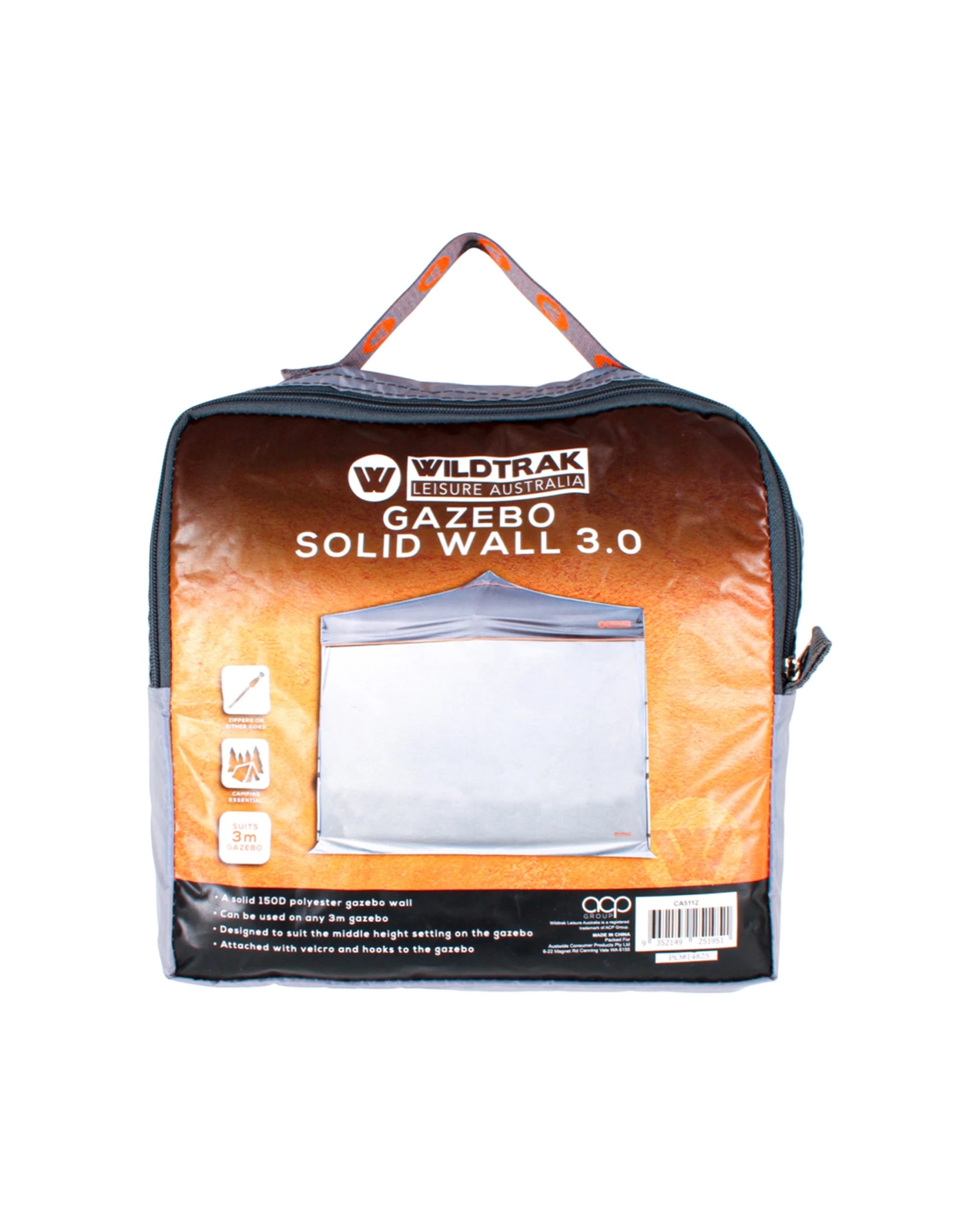 2 Wildtrak Solid Wall 3.0 For Camping 3m Gazebo 150D Polyester Fits 2.4m And 3m - Grey, 2 of 3