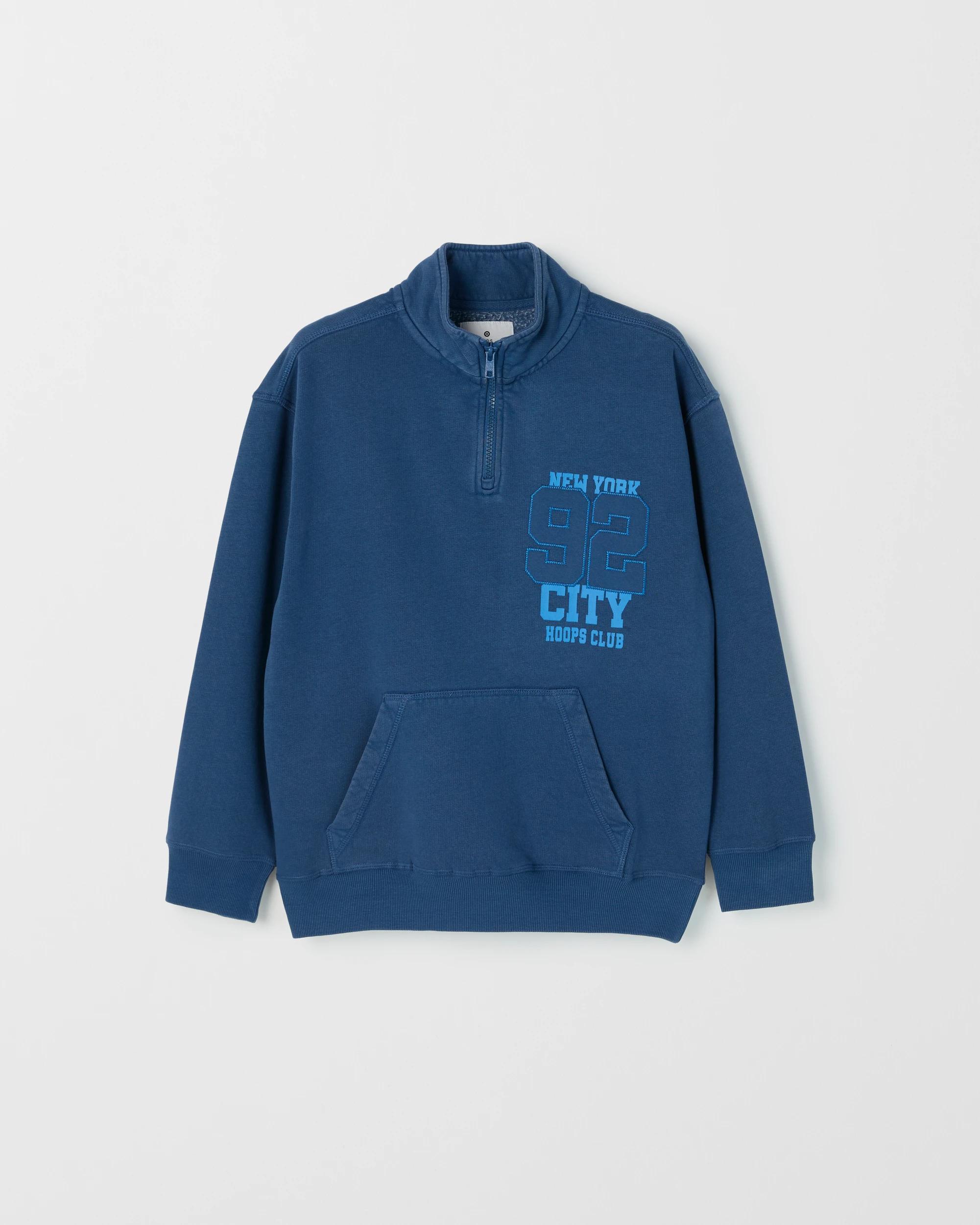 5 Target Kids Australian Cotton Blend Quarter Zip Washed Jumper BLUE, 5 of 6