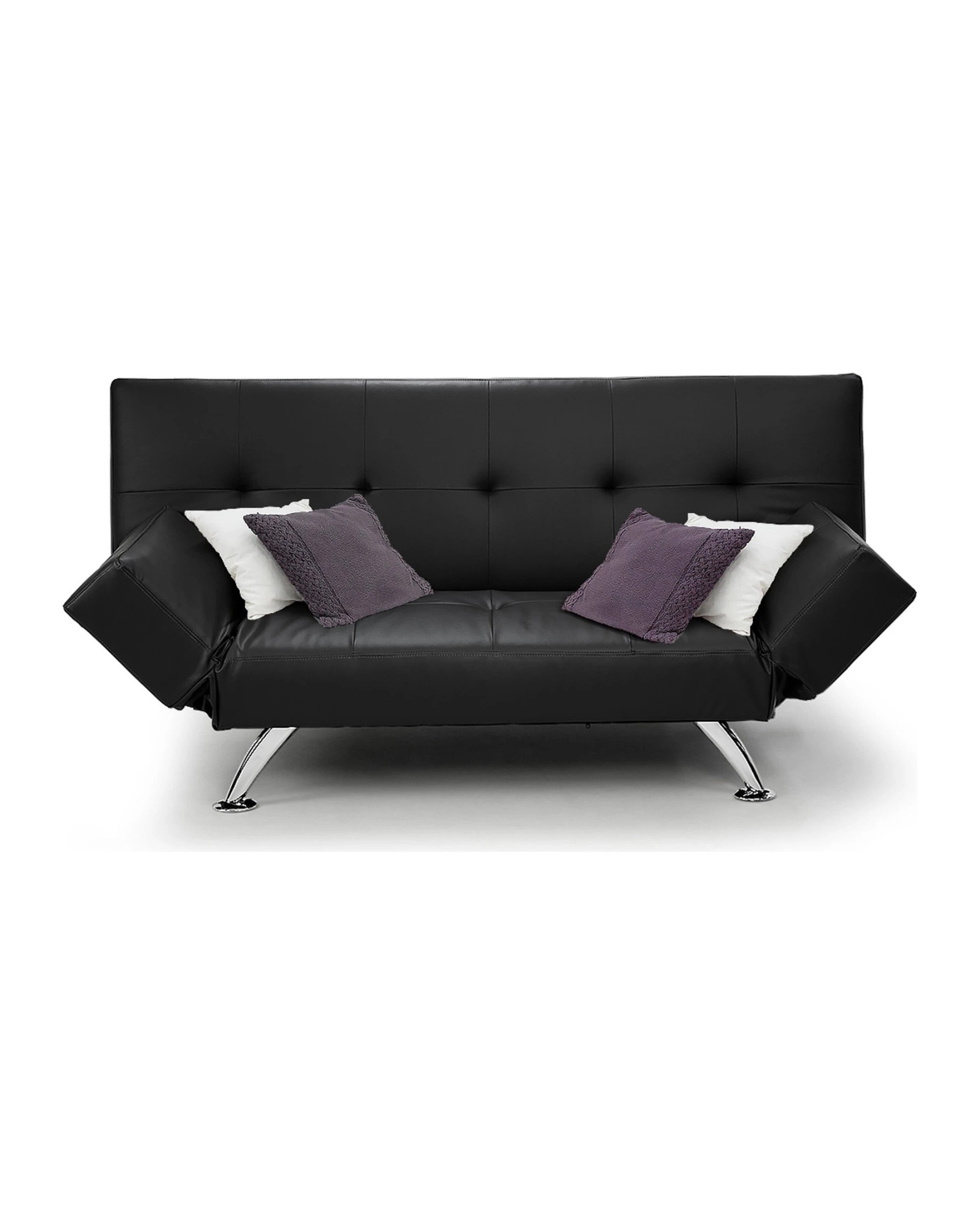 2 Sarantino 3 Seater Faux Leather Sofa Bed Lounge - Black, 2 of 6