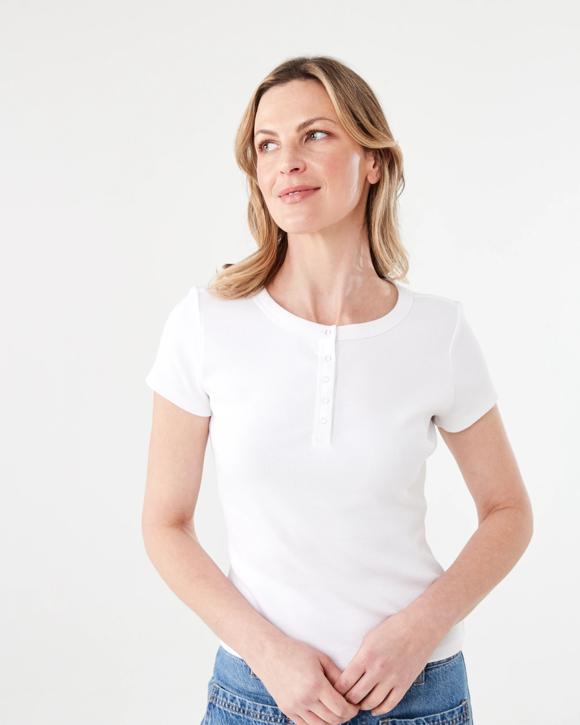 Short Sleeve Rib Henley T-shirt