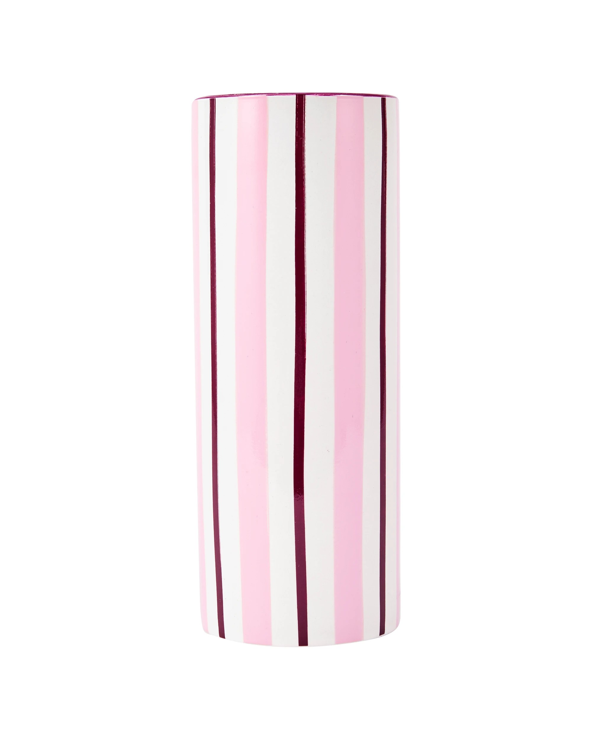 1 Pink Stripe Ceramic Vase, 1 of 5