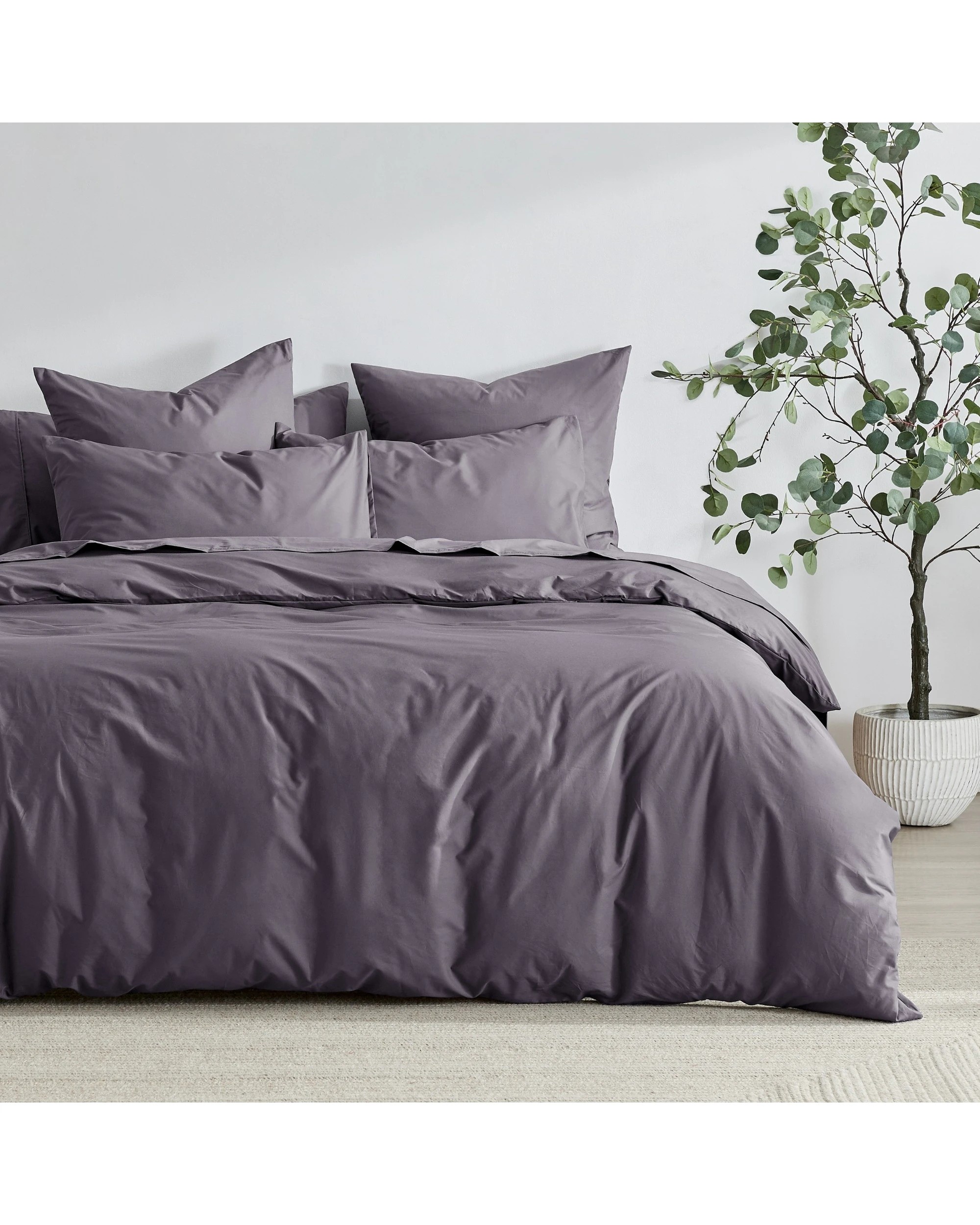 1 Dreamaker 300TC Cotton Percale Quilt Cover Set - Queen Bed - Charcoal, 1 of 6