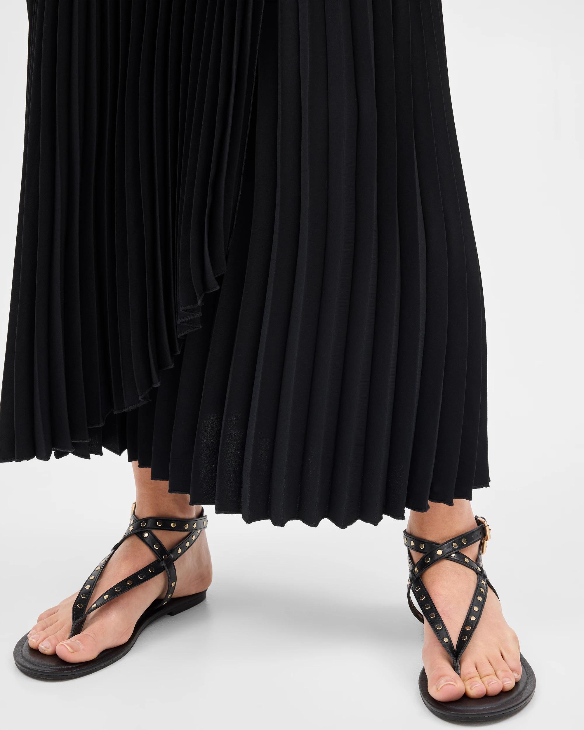 4 Wrap Pleated Midi Skirt - Preview BLACK, 4 of 7