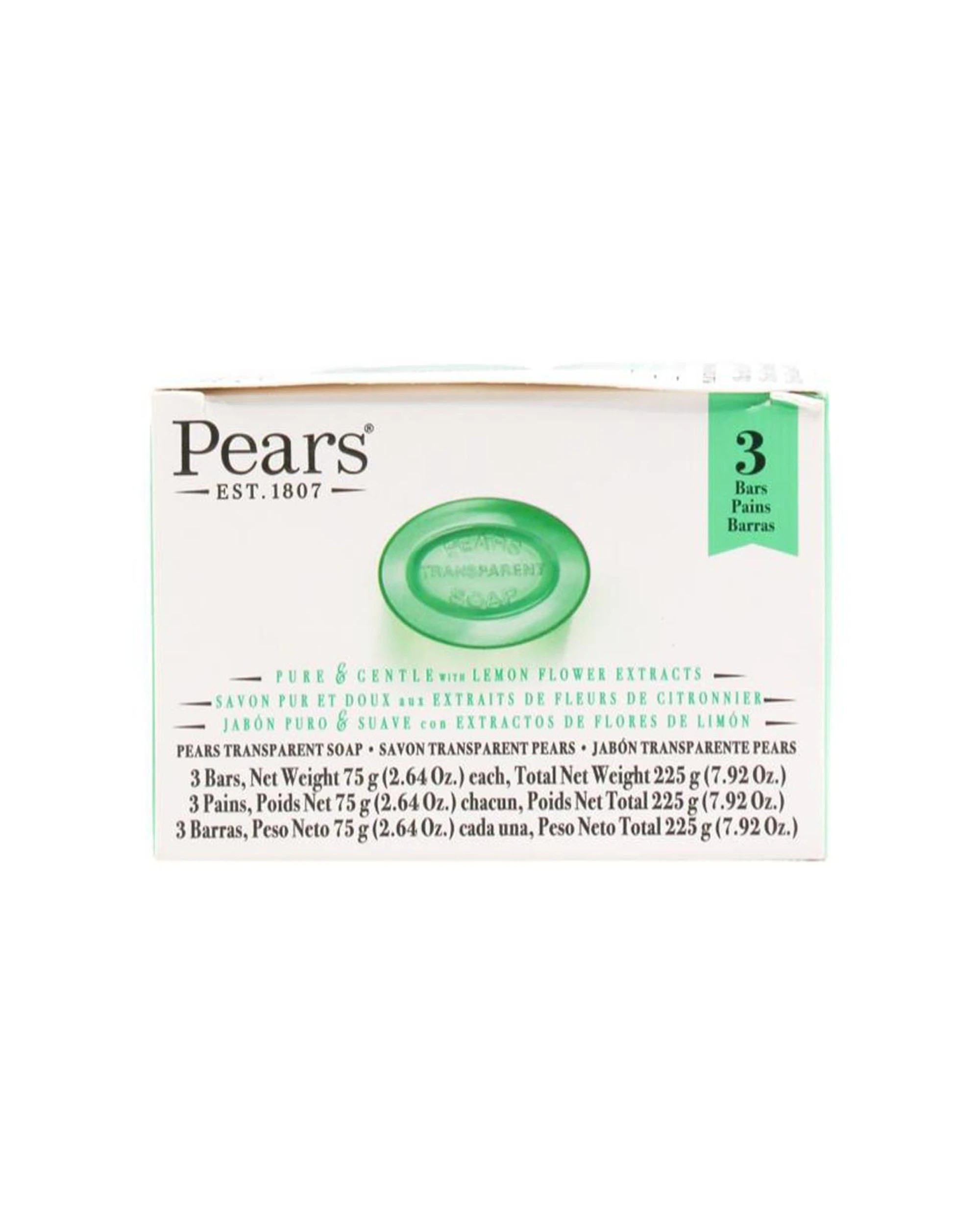 4 Pears 12 x 3pc Pure Gentle Bar Soap 75g With Lemon Flower Extracts - Green, 4 of 4