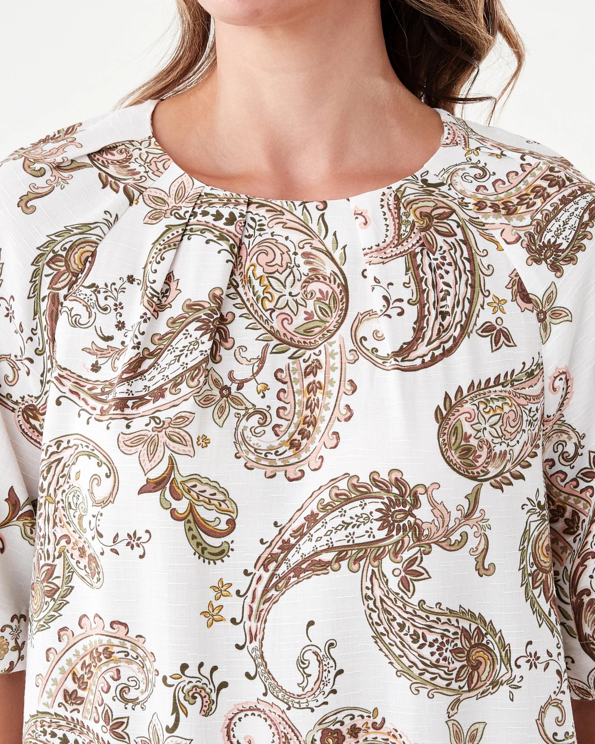 5 Short Sleeve Tuck Top Paisley, 5 of 7