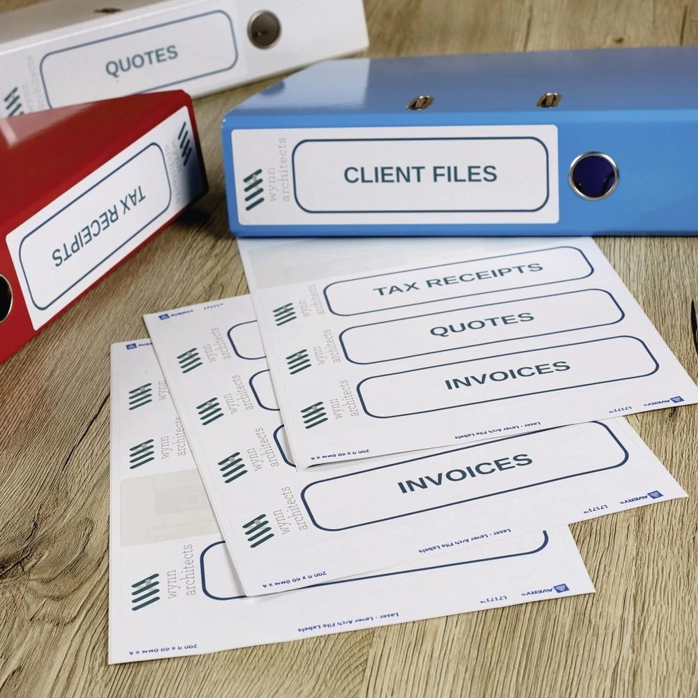 5 Avery 4UP Laser Lever Arch Labels White 25 Sheets, 5 of 7