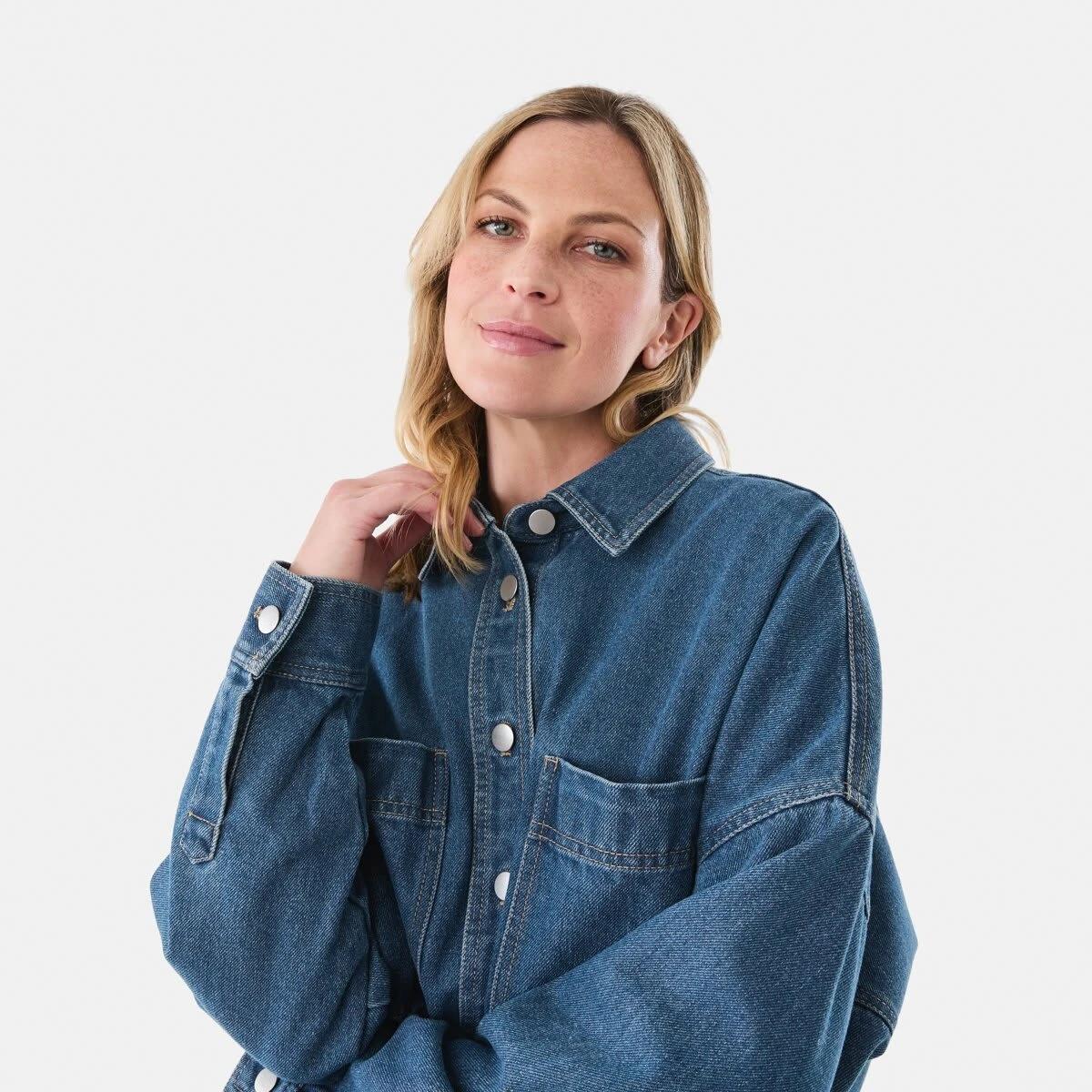 5 Long Sleeve Denim Shirt Mid Wash, 5 of 7
