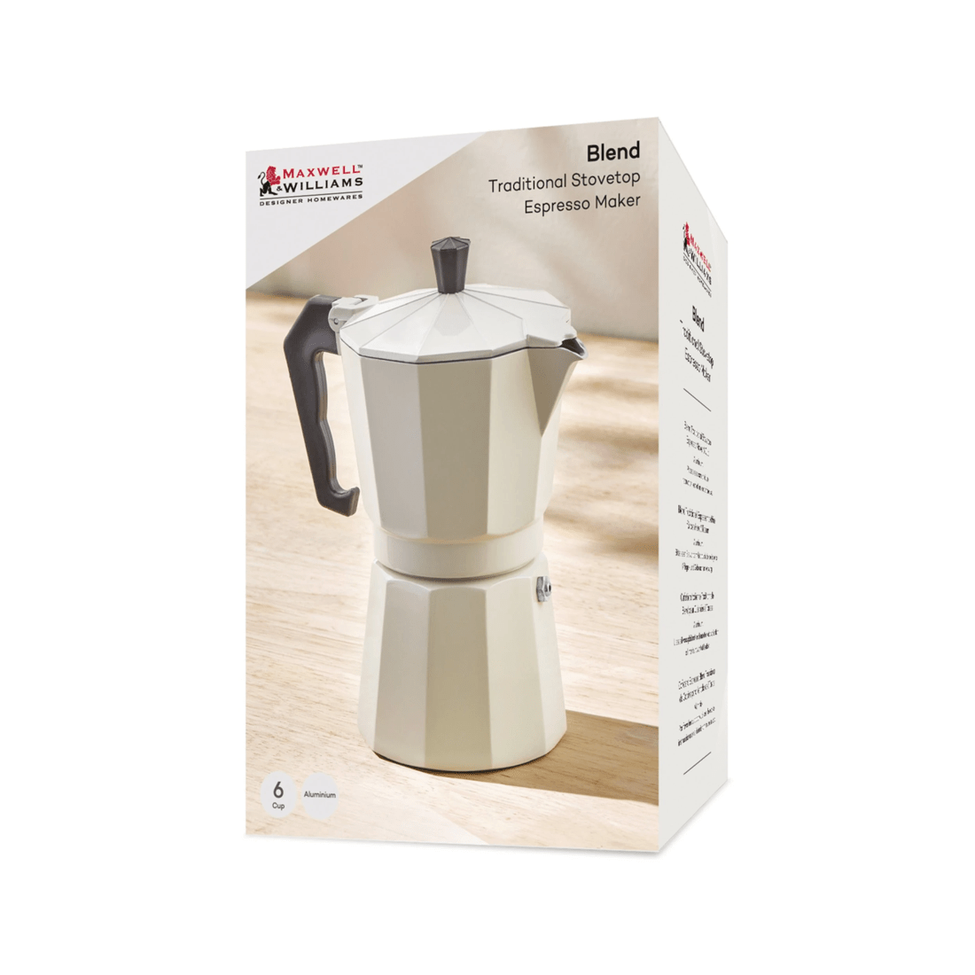4 Maxwell & Williams 6 Cup Traditional Stovetop Espresso Maker For Home Use
 - Beige, 4 of 4