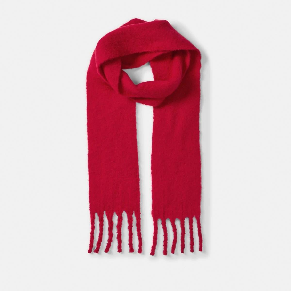 1 Narrow Fluffy Scarf Cherry Red, 1 of 4