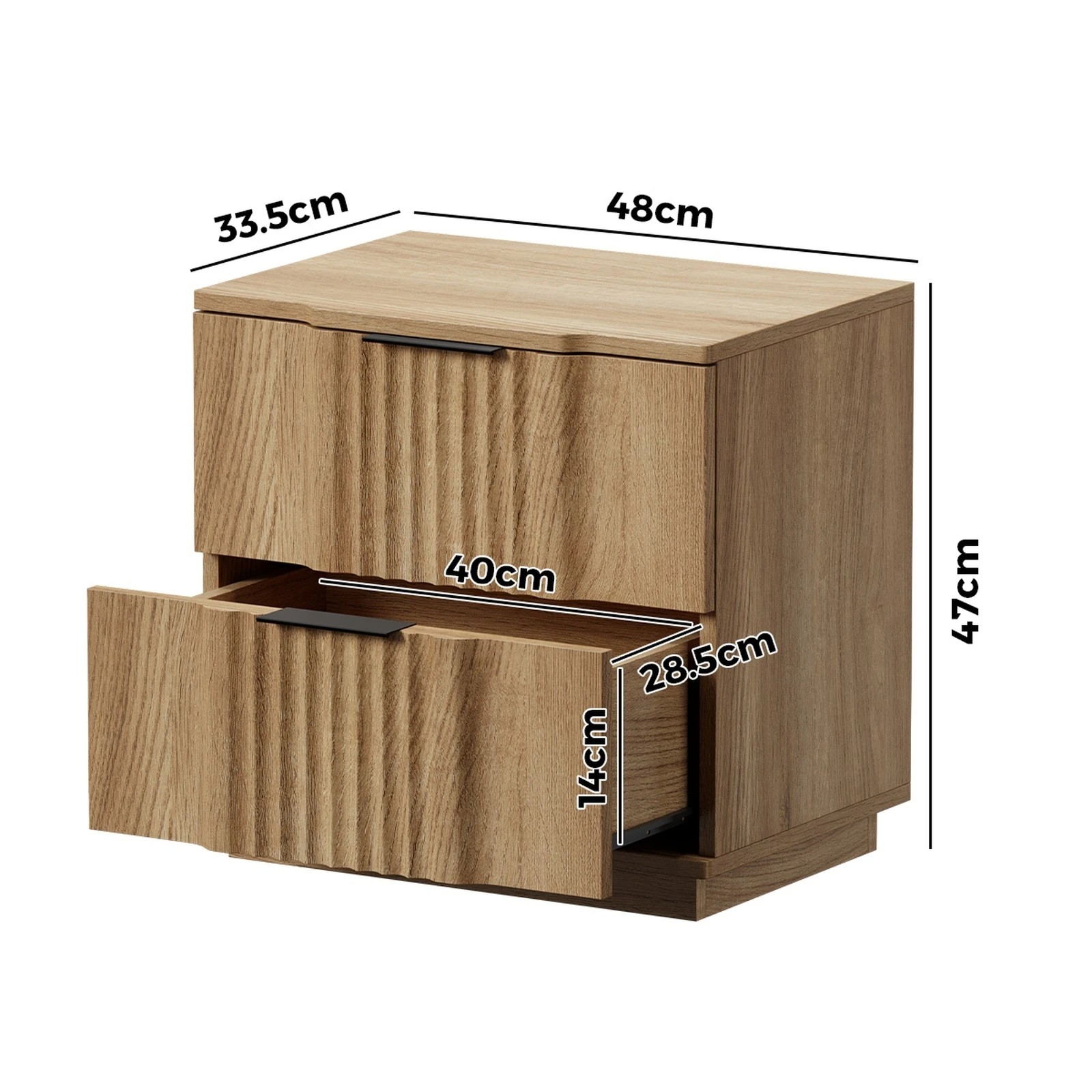 2 Oikiture 2pc Bedside Table 2 Drawers Storage Nightstand Side End Table - Natural, 2 of 9