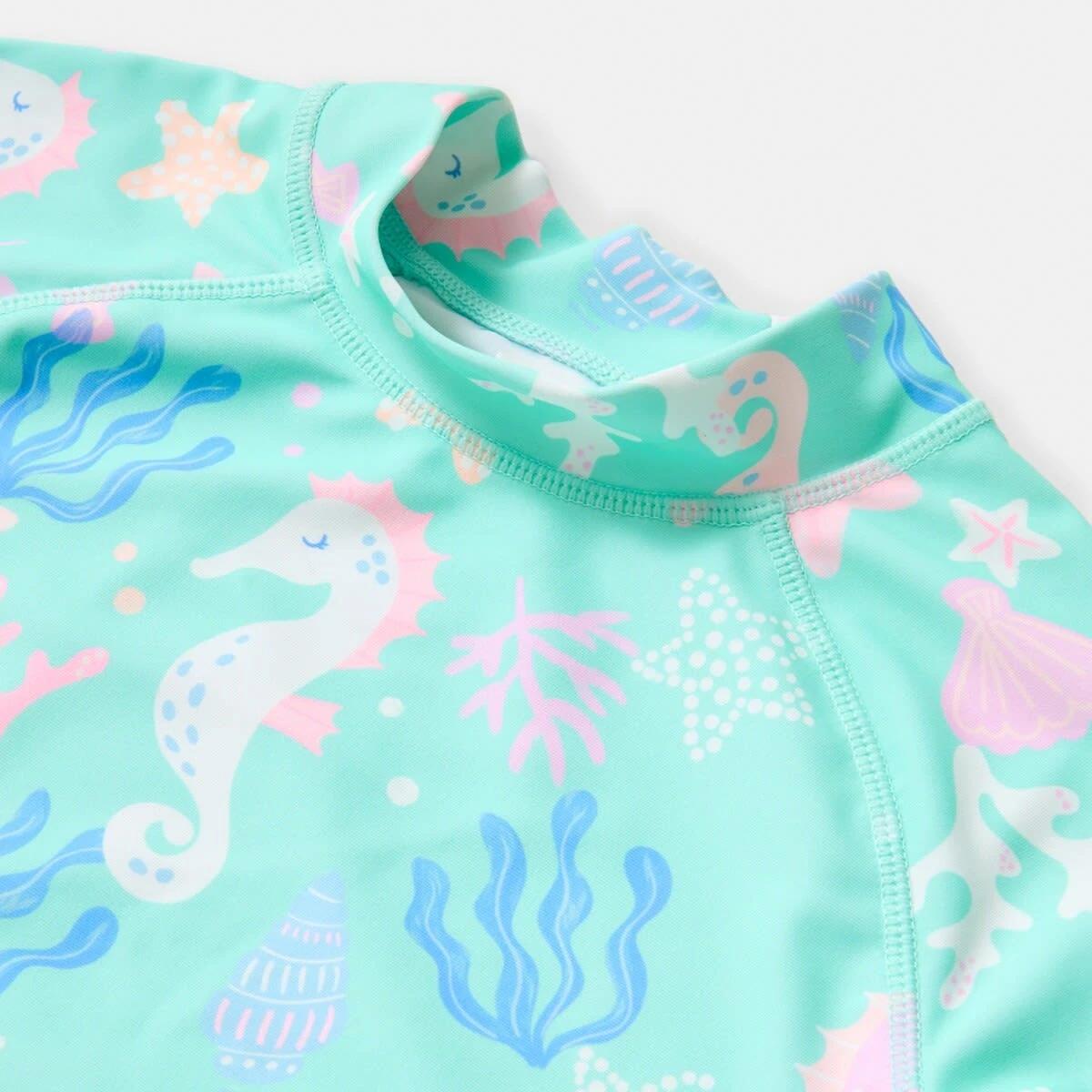 9 2 Piece Long Sleeve Rash Swim Set OCEAN TREASURES ARUBA BLUE, 9 of 10