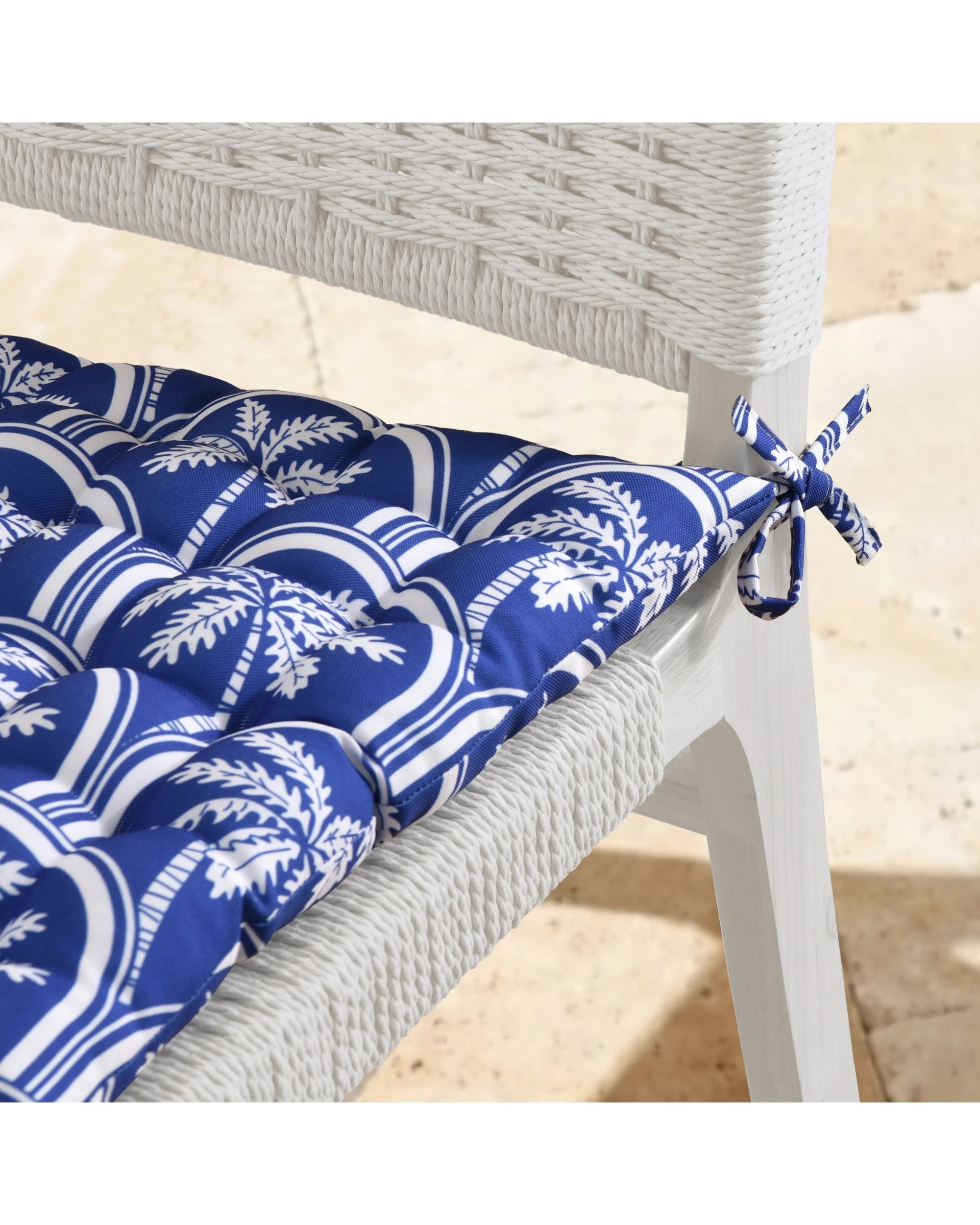 6 Vibes Isola Palms Printed Outdoor Seat Cushions (Set of 4) 40x40cm - Blue Palms, 6 of 8