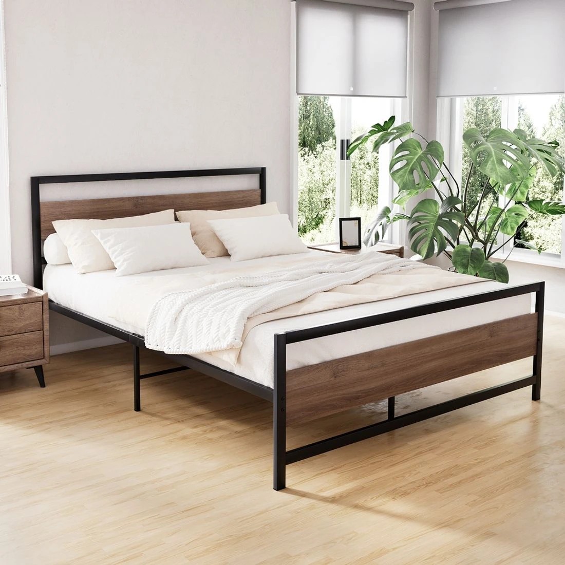 3 Artiss Bed Frame Double Size Metal Frame - Black, 3 of 7