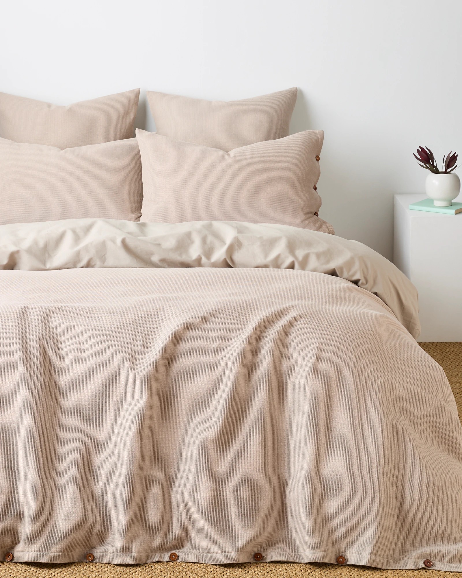 1 Target Nico Mini Waffle Australian Cotton Quilt Cover Set - Queen Bed - Natural, 1 of 3