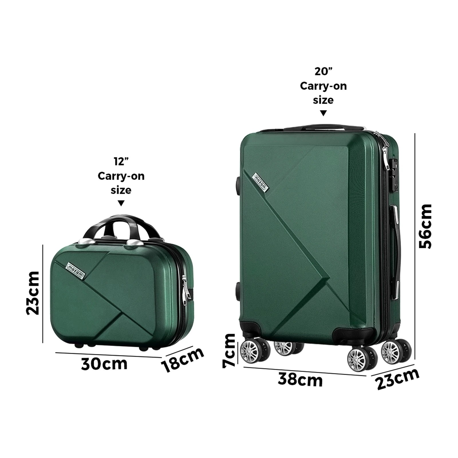2 Mazam 2PCS Luggage Suitcase Trolley Set - Green, 2 of 7