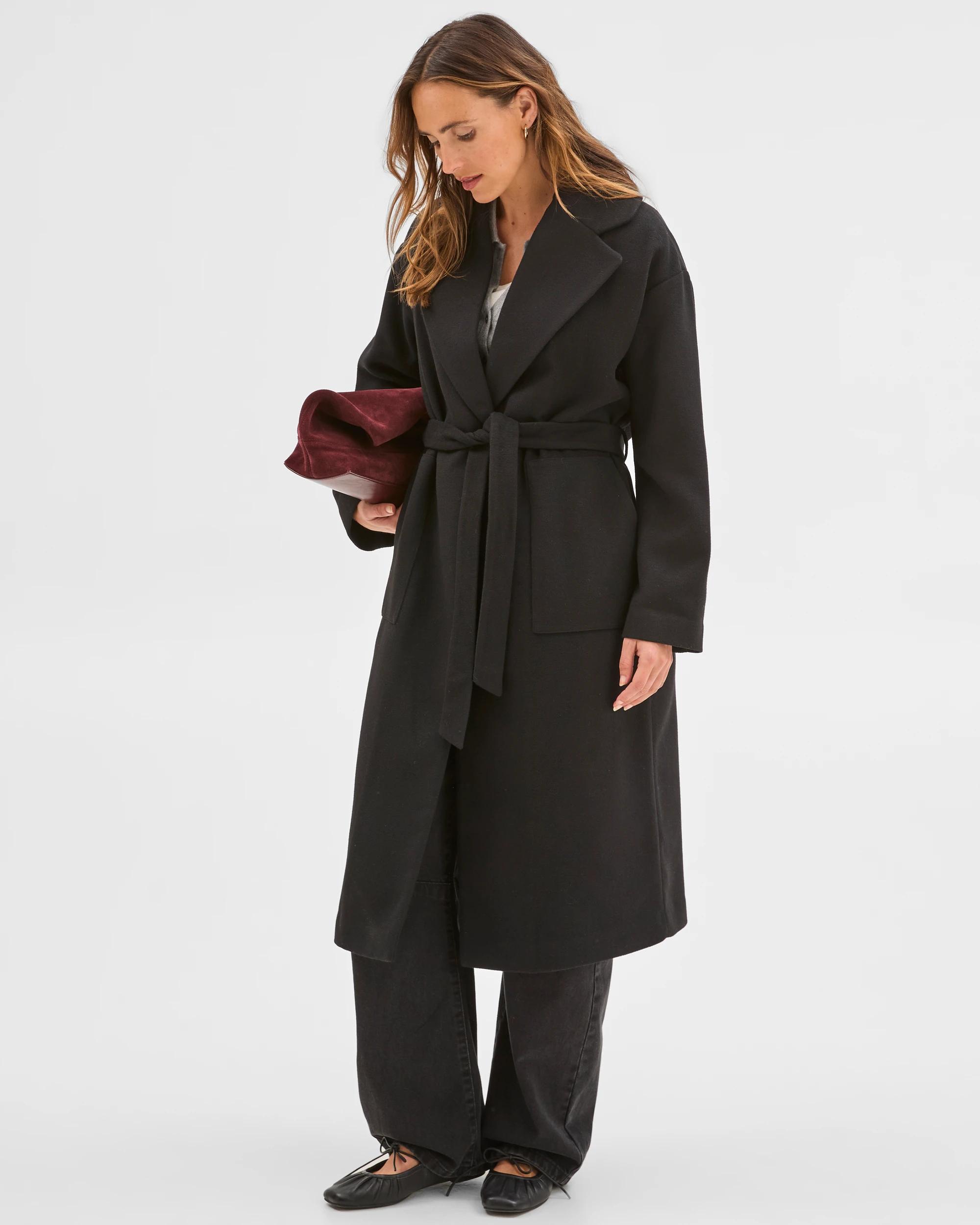 3 Target Woman Soft Wrap Coat BLACK, 3 of 7