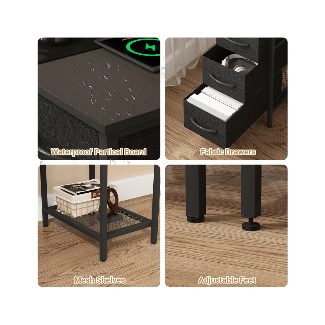 4 Advwin 137cm Black Computer Desk With Led Lights Power Outlets Gaming Desk, 4 of 9