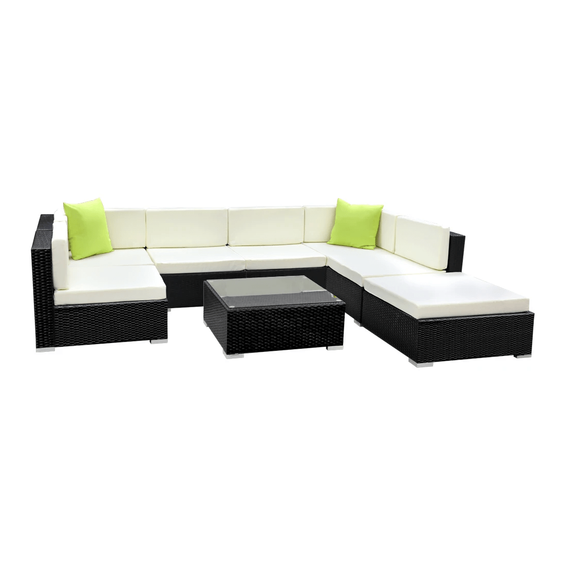 1 Gardeon 8-Piece Outdoor Sofa Set Wicker Couch Lounge Setting 7 Seater - Black, 1 of 7