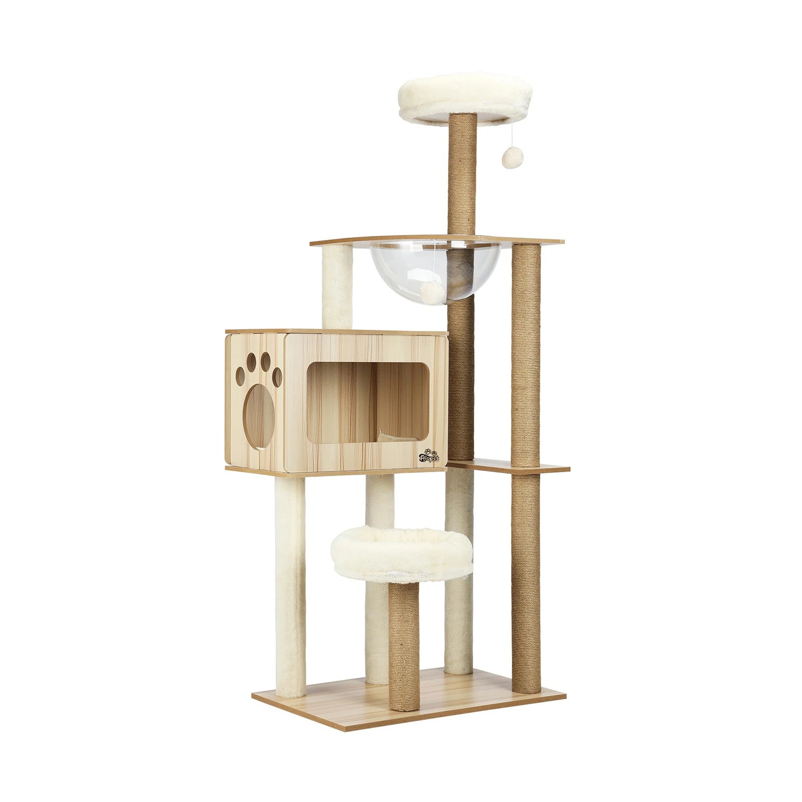 1 Alopet Cat Tree Tower Scratching Post Scratcher Cats Condo House Bed Furniture
 - Natural, 1 of 3