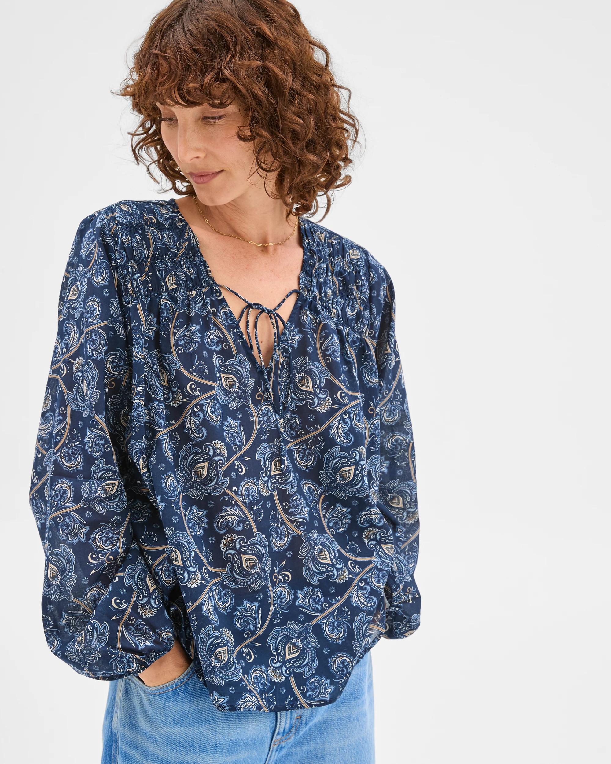 5 Target Woman Australian Cotton Long Sleeve Print Gather Detail Blouse PAISLEY, 5 of 7