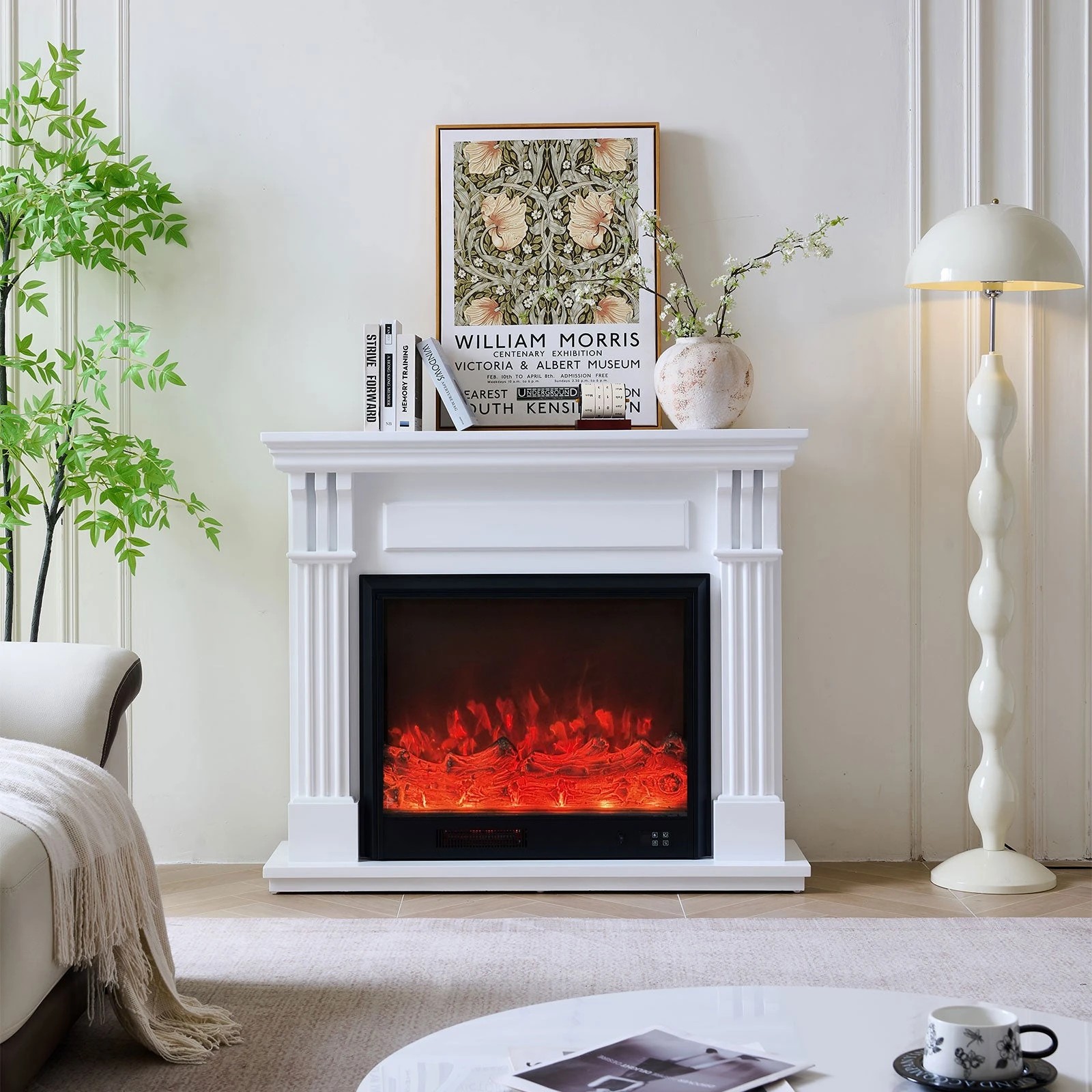9 Moda Living Belgrave Electric Fireplace Heater White Mantel Suite with Orion Insert - White, 9 of 9