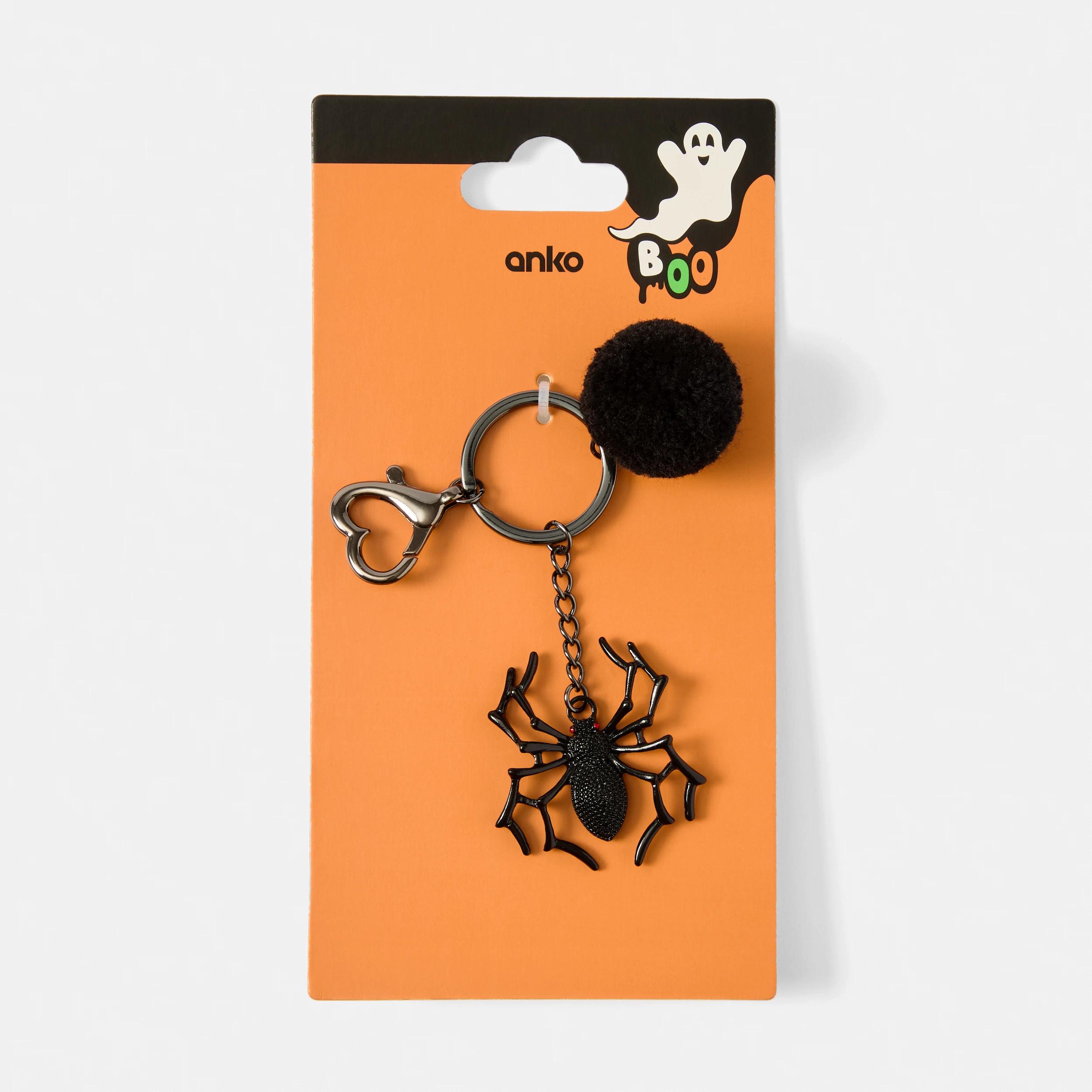 3 Spider Bag Charm Keyring - Black and Silver Tone Black, 3 of 3