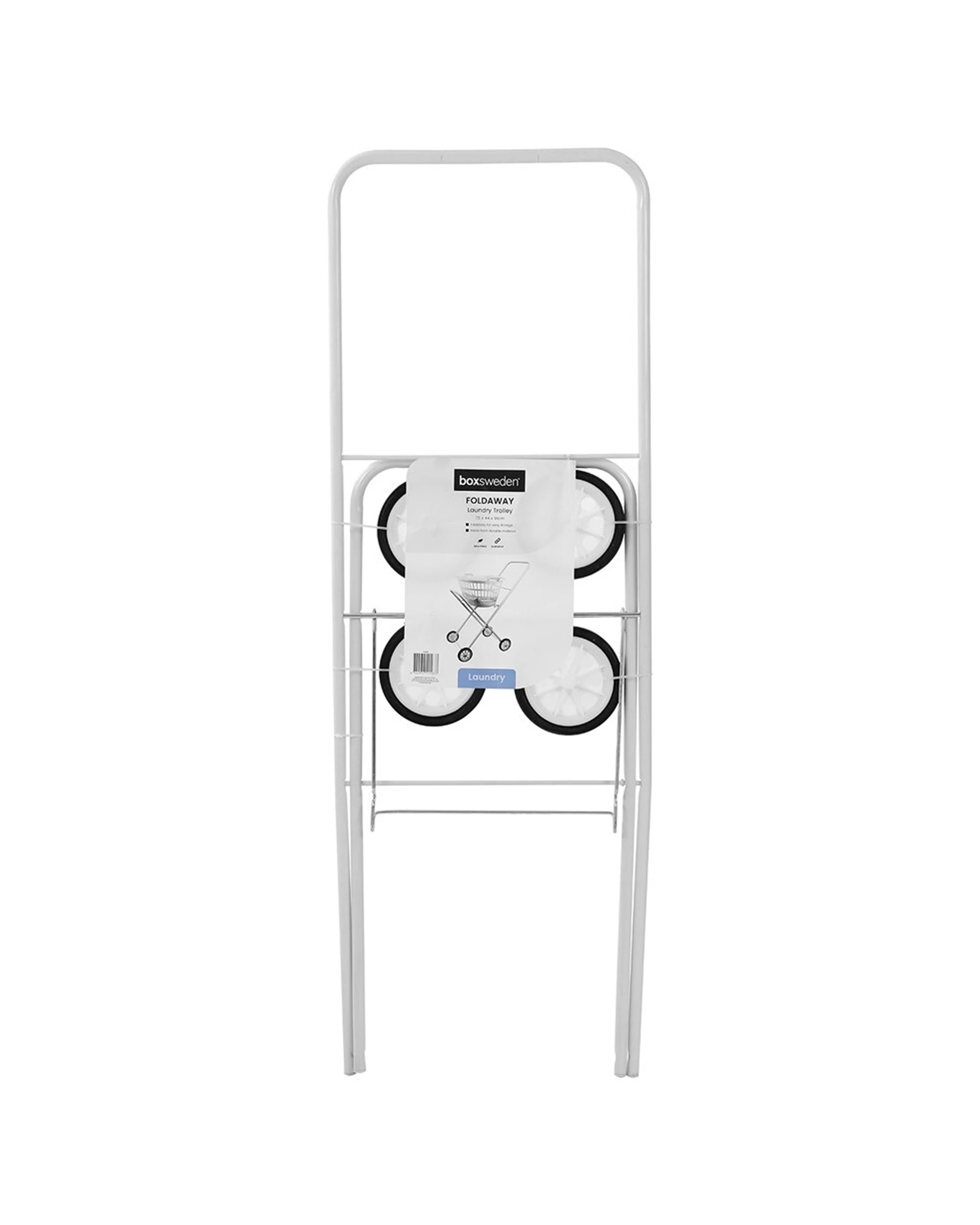 3 Boxsweden Foldaway Laundry Trolley Lightweight Durable Metal Foldable 75cm - White, 3 of 4