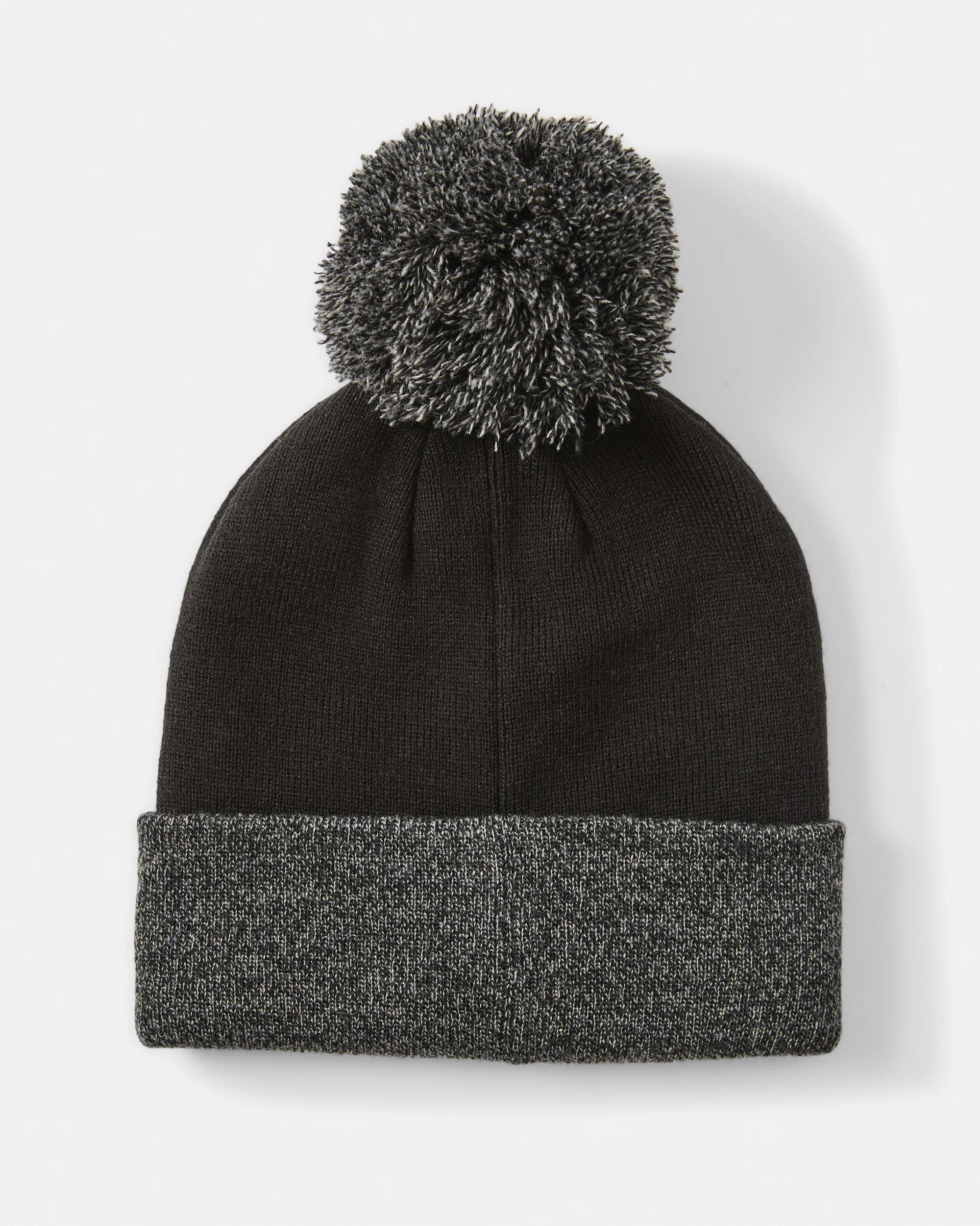2 Pom Pom Beanie Black Grey, 2 of 3